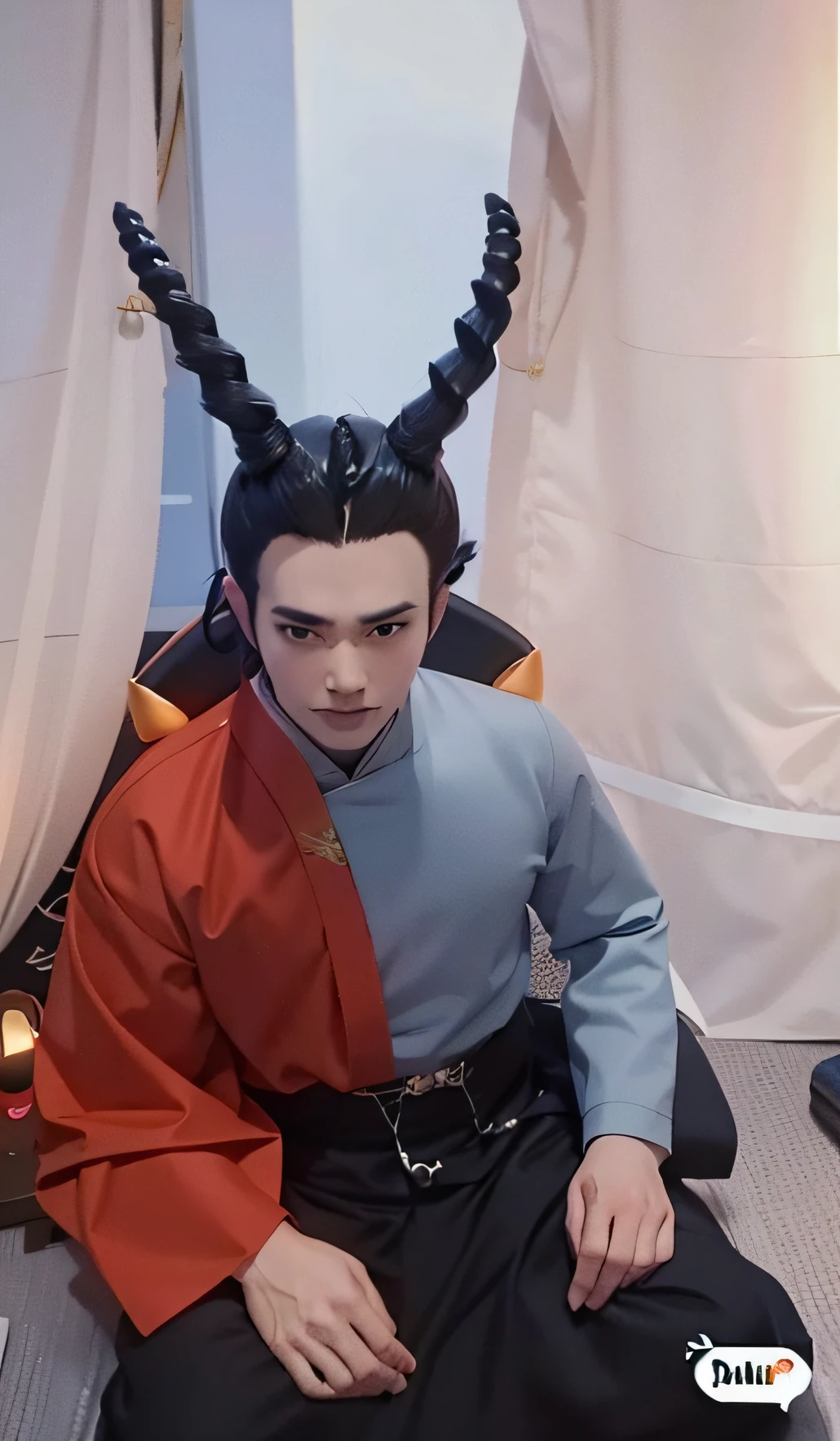 A man with horns on his head, handsome japanese demon boy,,Anime cosplay,top Quority,3 d model