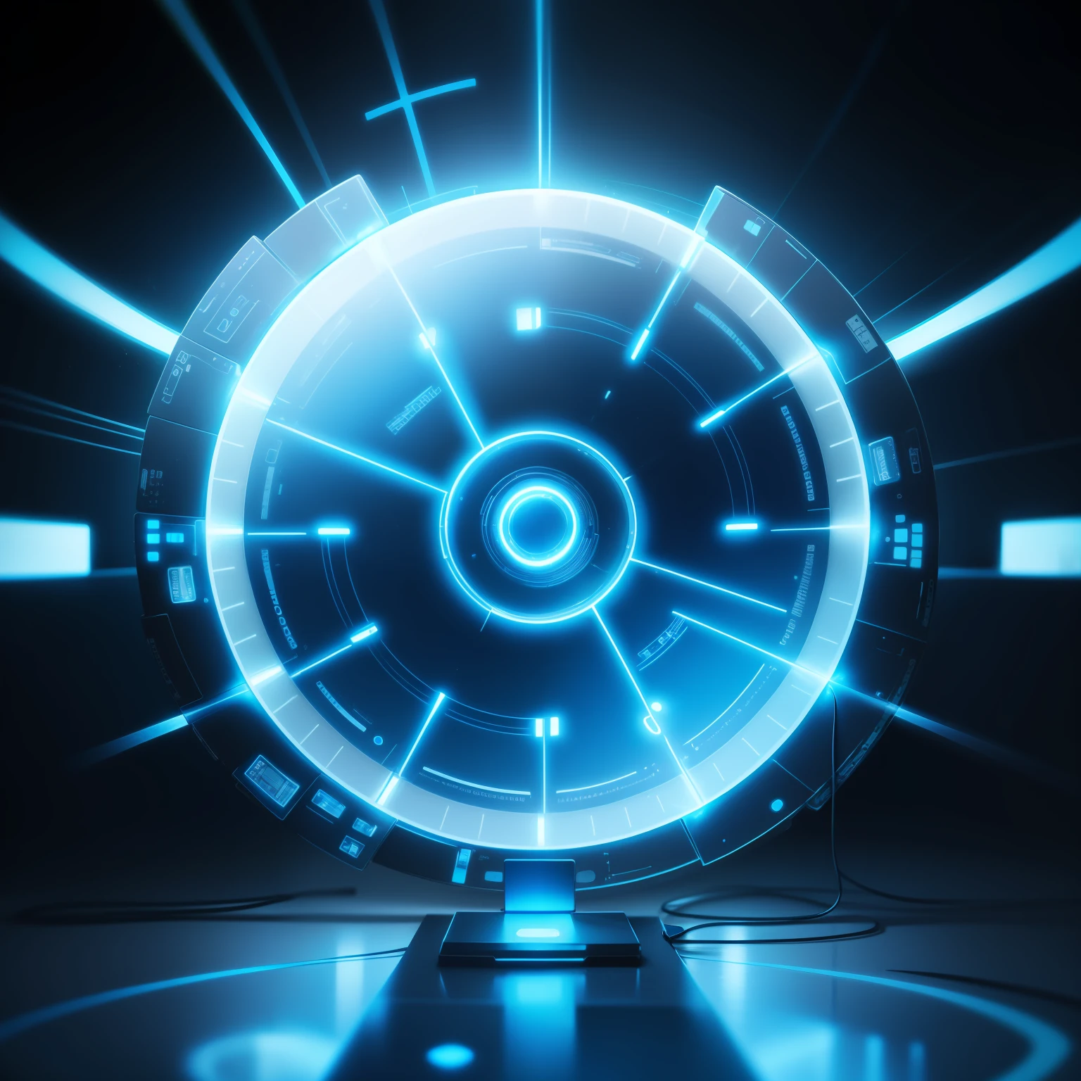 There are blue and white images of the computer screen,  Blue circular hologram, optical fiber, Fiber Optic Network, Blue neon lighting, Illuminated blue nemar, Blue Neon Light, Blue Neon Light, blue lights, , Blue Particles:2, Neon Virtual Network, Blue lighting, thin glowing wires