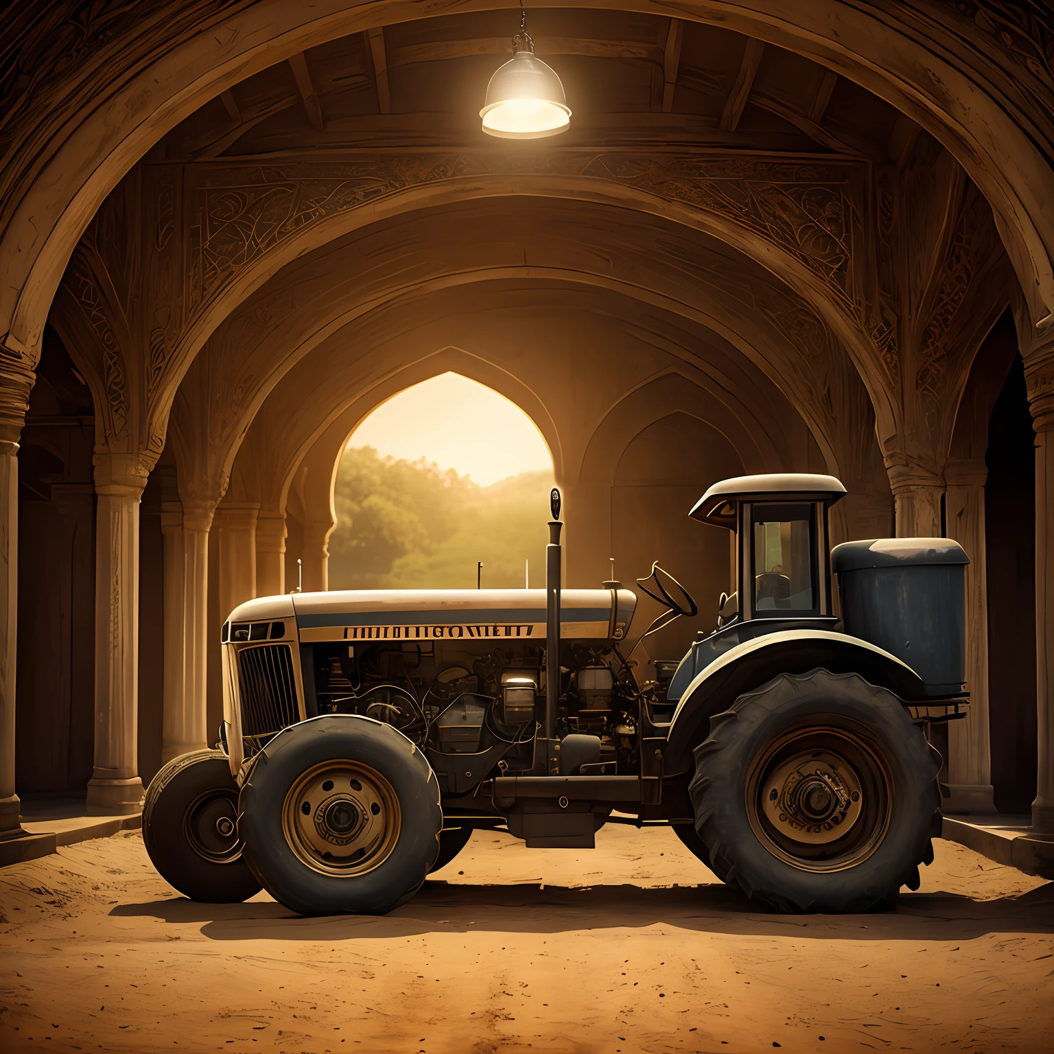 (Intricate details:1.22), hdr, (Intricate details, ultra - detailed:1.2), Whole body, Cinematic, Intense, Cinematic composition, Cinematic lighting, (rim lit:1.3), Color grading, Focused,Bullhead tractor,