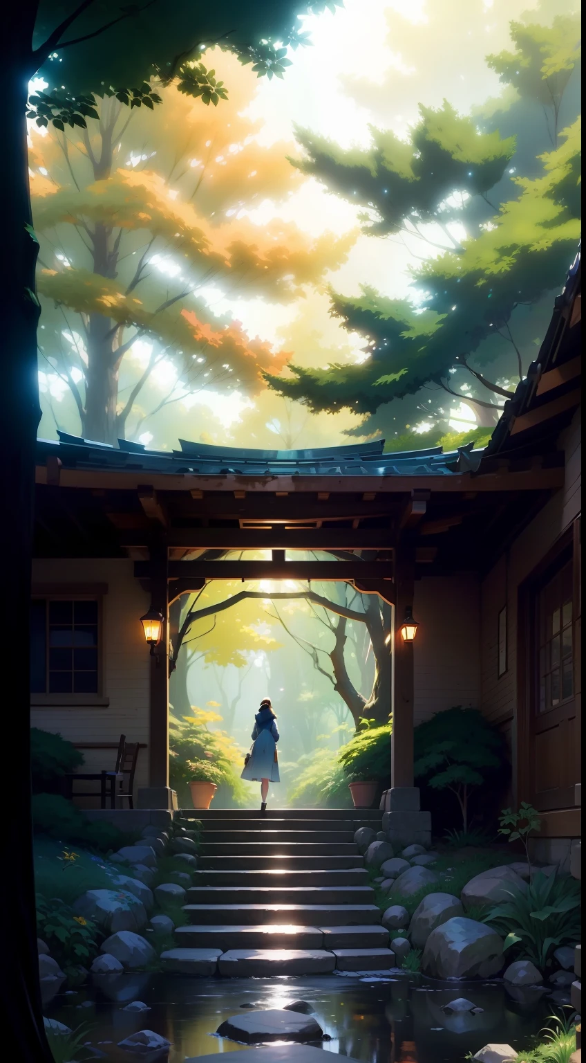 In the heart of the forest, a hidden gem awaits - a small, sunlit alcove where protagonist seeks tranquility. As sunlight filters through the canopy, it converges on this sacred spot. Protagonist basks in the warmth, its regal form emanating an aura of serene majesty amidst the dappled light
, golden ratio, fake detail, trending pixiv fanbox, acrylic palette knife, style of makoto shinkai studio ghibli genshin impact james gilleard greg rutkowski chiho aoshima