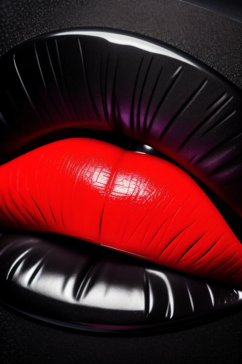 a closeup of a lip on a black background, HD coloring, Sensation of vibration