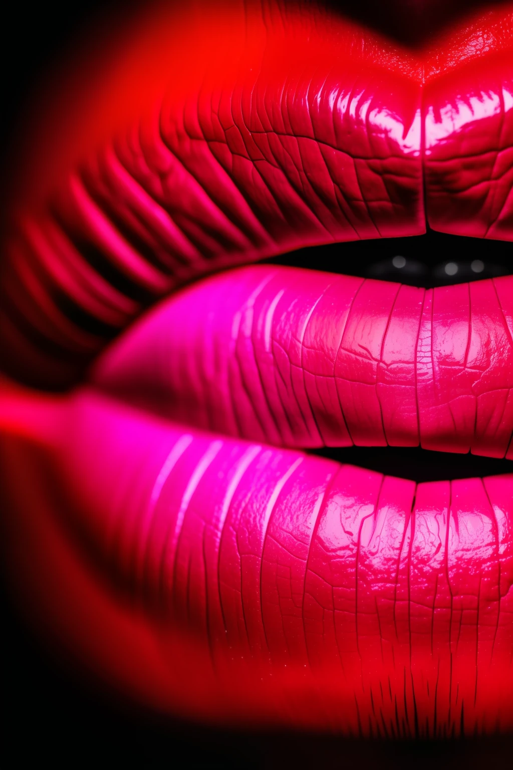 a closeup of a lip on a black background, HD coloring, Sensation of vibration