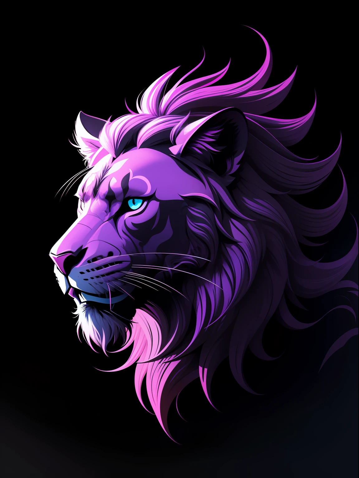 [The letter P fuses with the purple lion]，logo，Heraldic silhouette，Logo mask style illustration，dan munford，with black background，Fantasyart，mistic，Realistis，A majestic，rich and vivid colors，hight contrast，Seamless water brand，art  stations，Deviant-art，Red bubbles，teepublic，Sharp focus，، simple，ultra - detailed，Detailed drawing，vectorised，contours，Isometric style，8K，