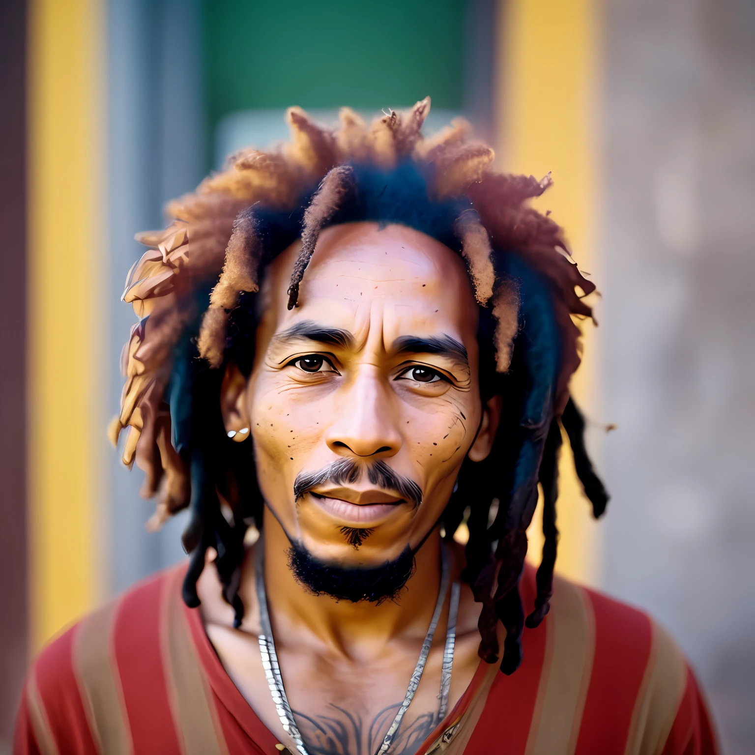 Retrato de um homem de 50 anos, bob marley, altamente detalhado, f/1.4, lente de 50mm, detailedfacialfeatures, cinematic lighthing, Photography movie cinematic --auto --s2