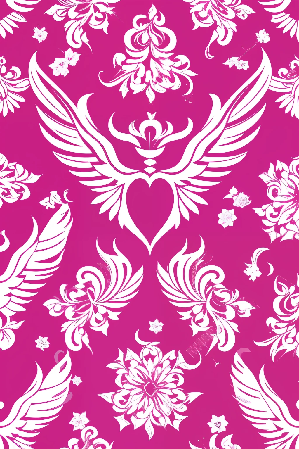 Angel pattern, multicor, fundo rosa