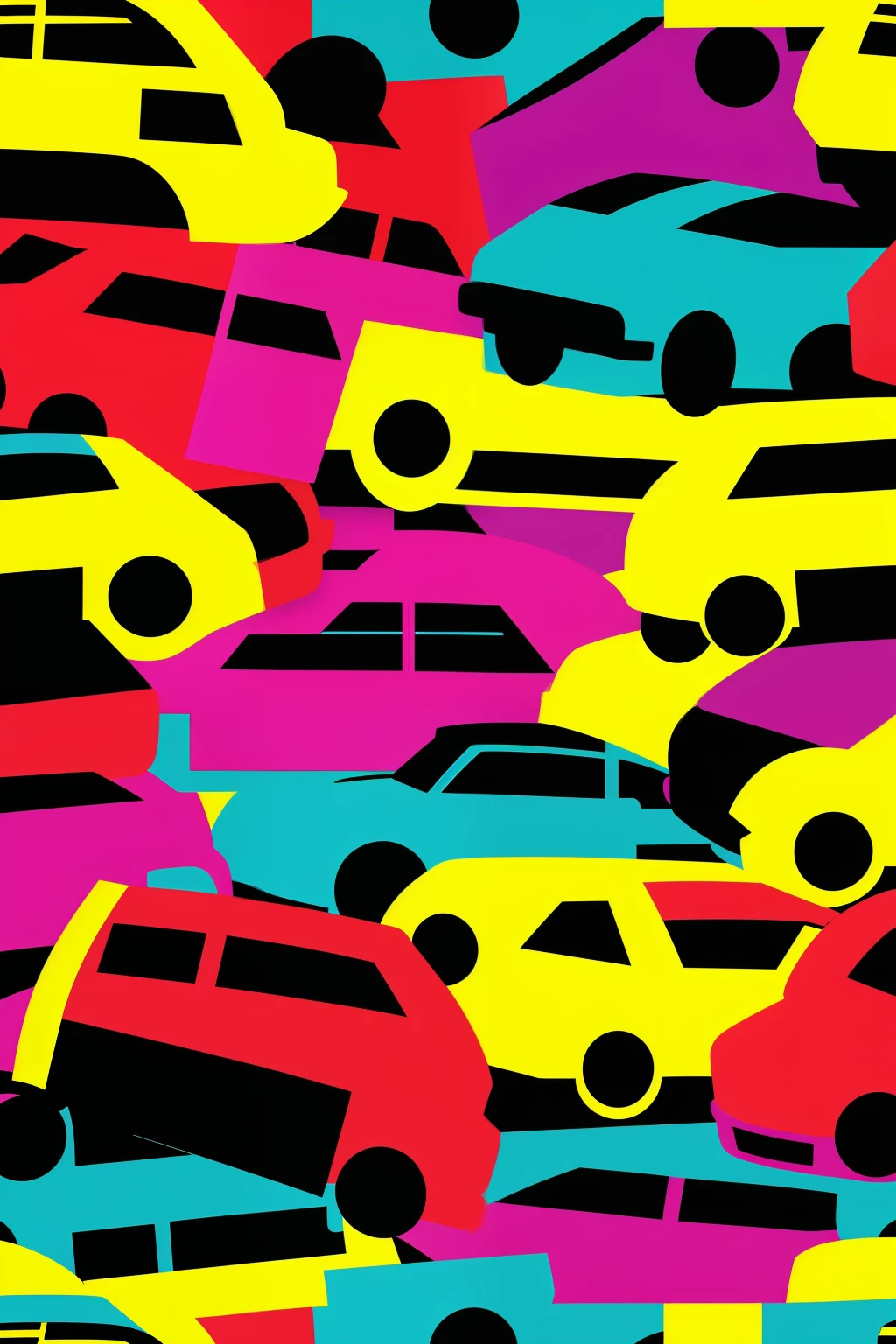 Multicolor small car design pattern, fundo preto