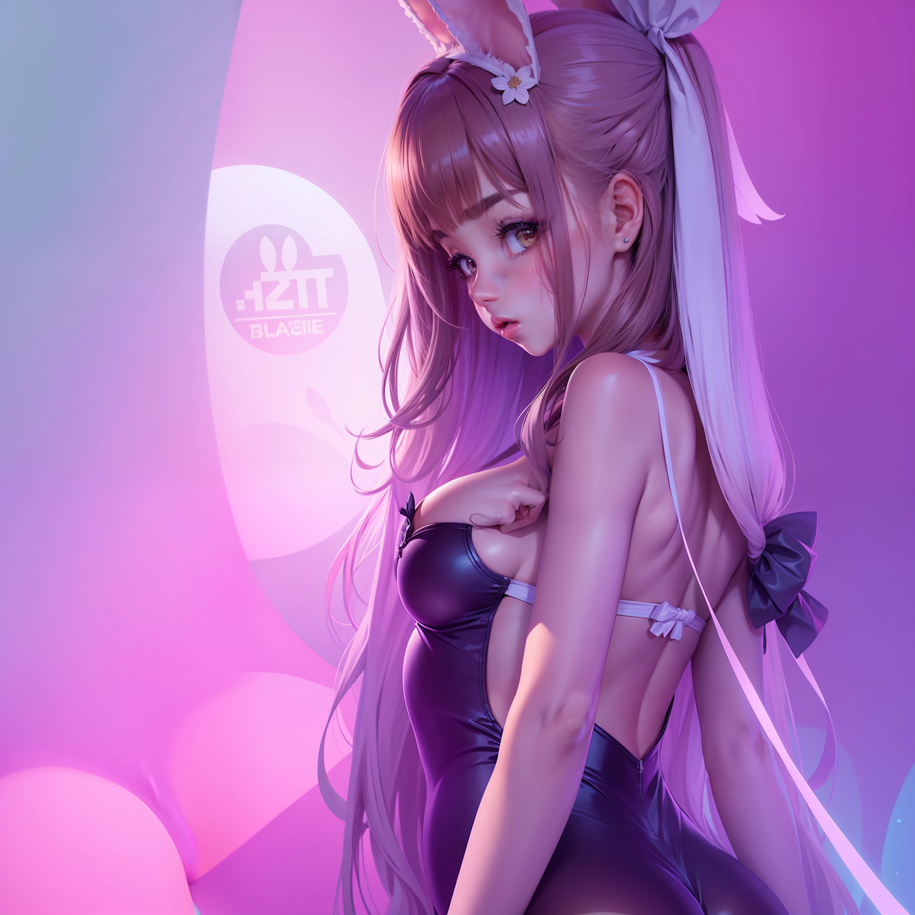 1girls, , Trikot,Playboy Bunny, Netzstrumpfhosen, braune haare, Anime Cute, blush, thick ass, , sexy, boobs