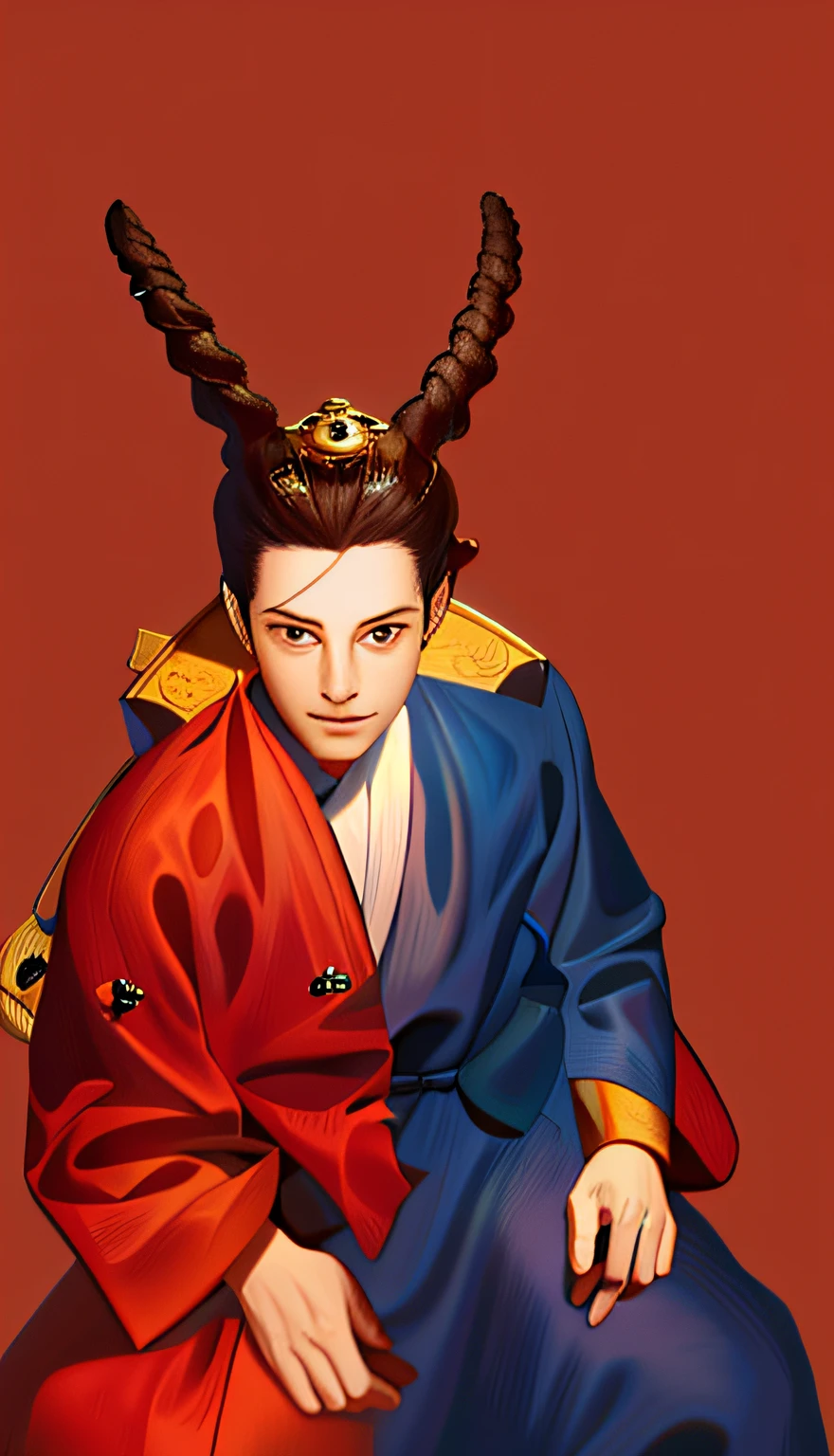 The main body does not change,Replace the antique background,The facial features remain unchanged
