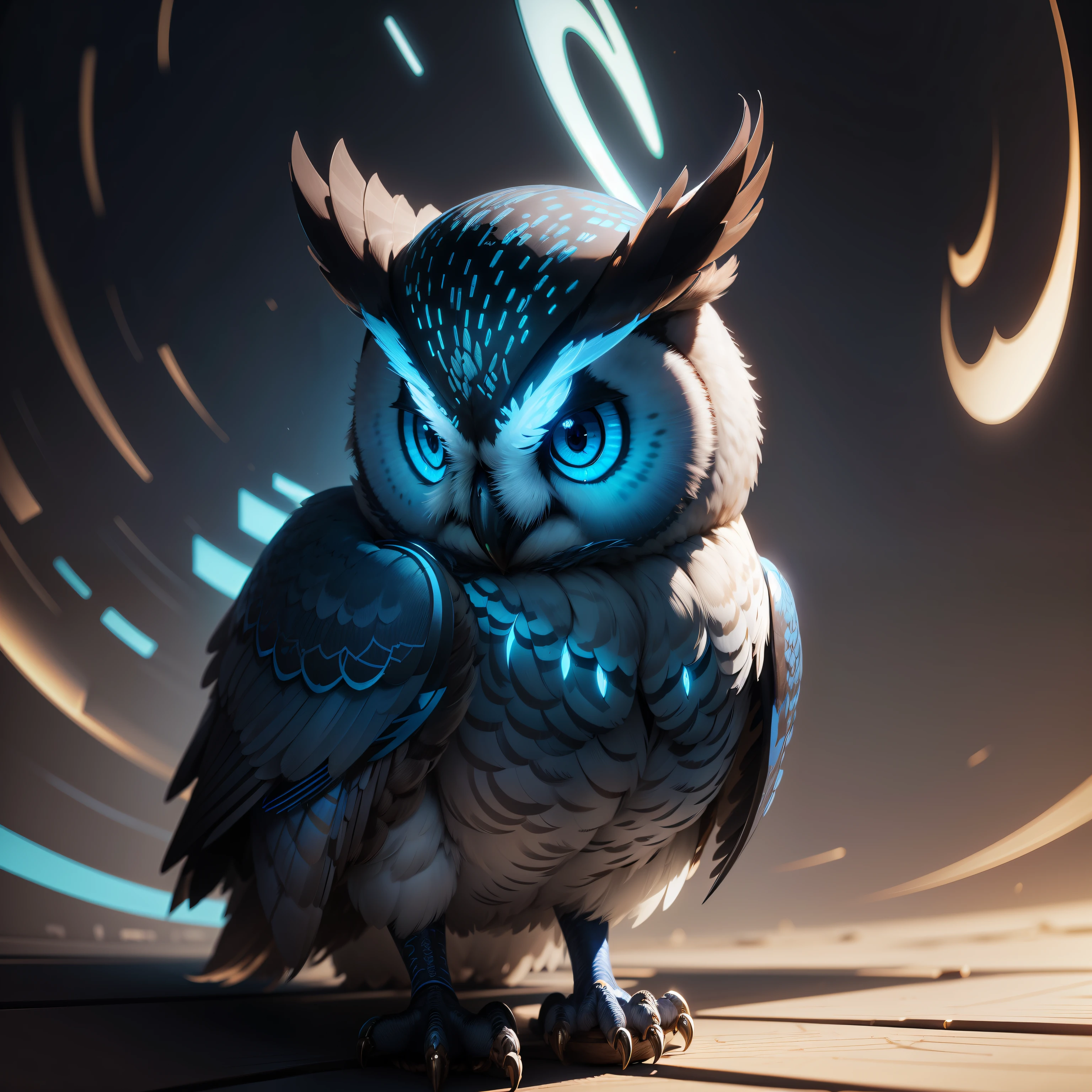 Digital drawing of blue eyes owl,unreal engine rendered,The is very detailed,beeple global illumination,Exquisite gorgeous jewelry,trending on cgisociety,Motion graphics,rossdraws global illumination,cgsociety