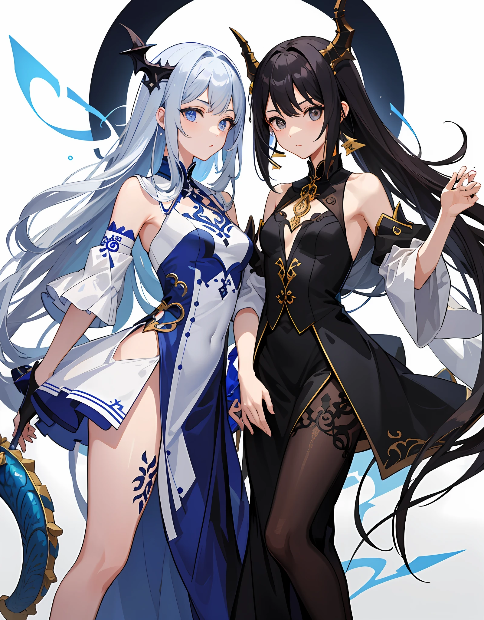 tmasterpiece,Need,absurderes,perfectanatomy,standing on your feet,1girll,独奏,Arm tattoos,Bare shoulders,无袖,shift dresses,Dragon girl,Dragon's horn,jewely,coda,Close-up