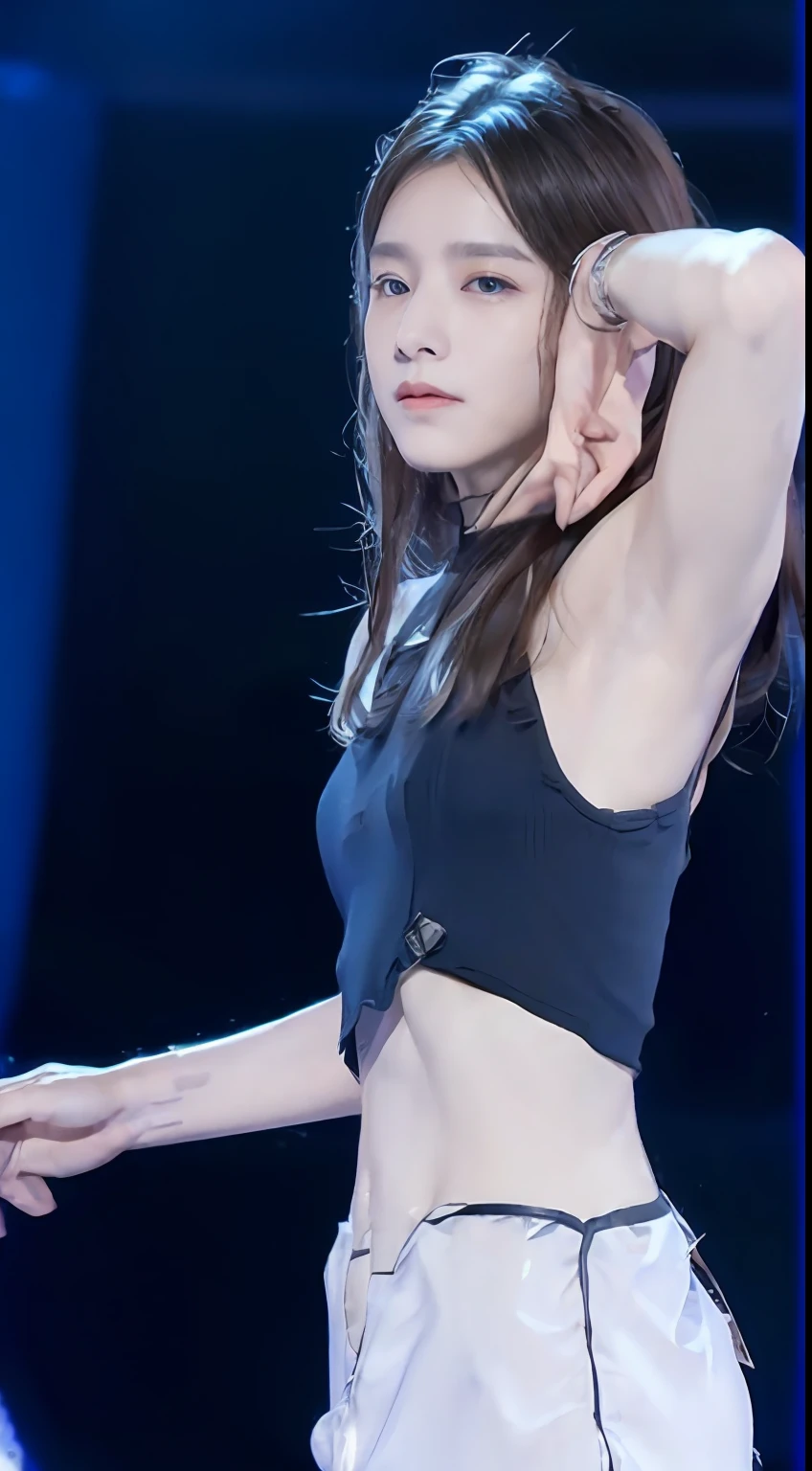 1 girl in(8K、Raw photography、top-quality、masterpiece:1.2)、(realisitic、realisitic:1.37)、Take your eyes off、ultra-detailliert、Low Angle Full Body Shot、Backshots、wide Shots、whole body visible、(No clothes、Popular singers singing on stage、Live performance venue、Hold the microphone and sing)、(((barechested、Racing T-backs)))、realistic eyes and face details、natural skin textures、Dark eyebrows、(((s ass、thighs thighs thighs thighs、Raw feet、Bare legged、posterior view)))、Fair skin、A detailed face、真实感、Realistic background、Realistic lighting、Sweaty skin