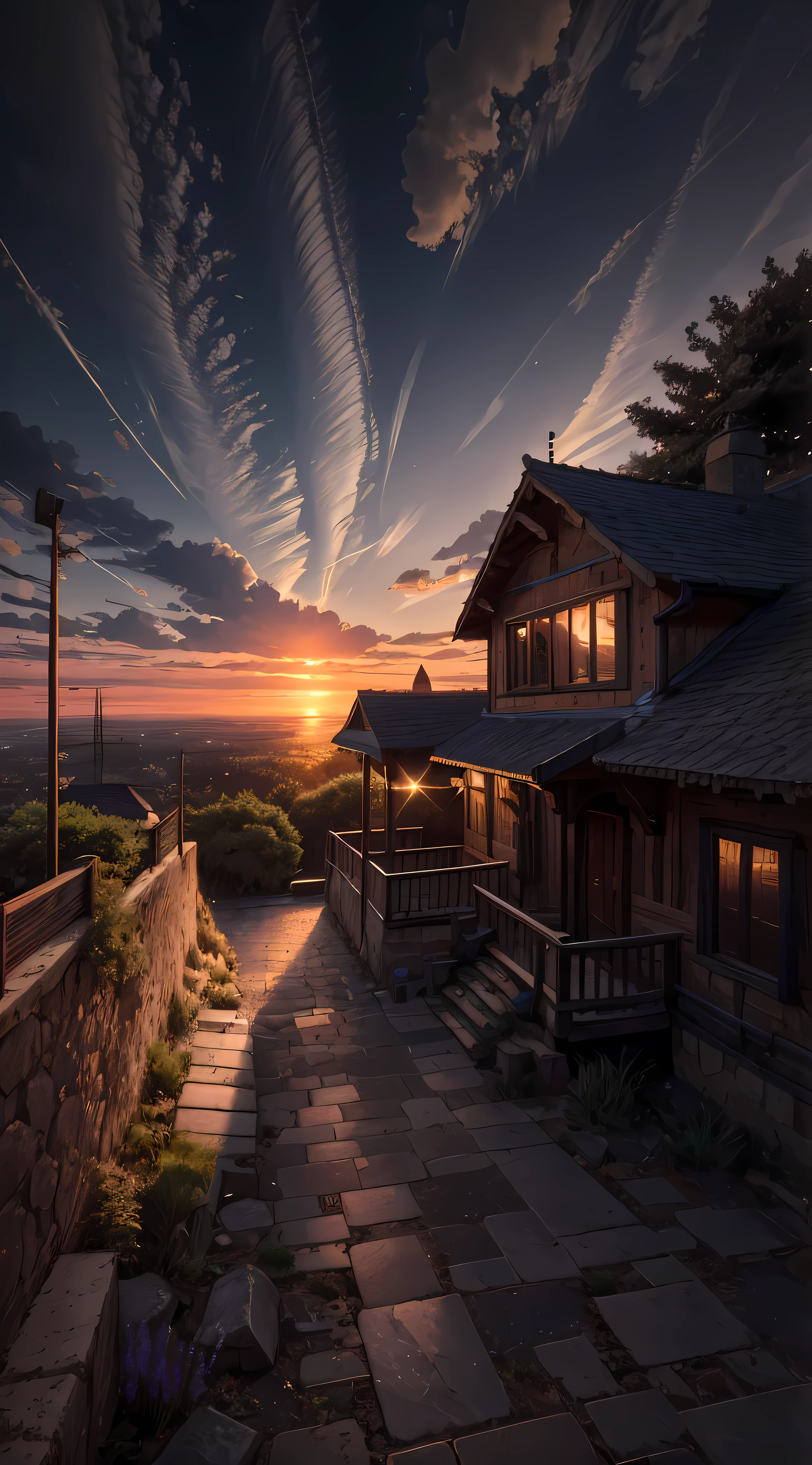 highres, imagination, (realistic), clear skies, composition, sunset, (hdr:1.5), outdoors, intricate details,