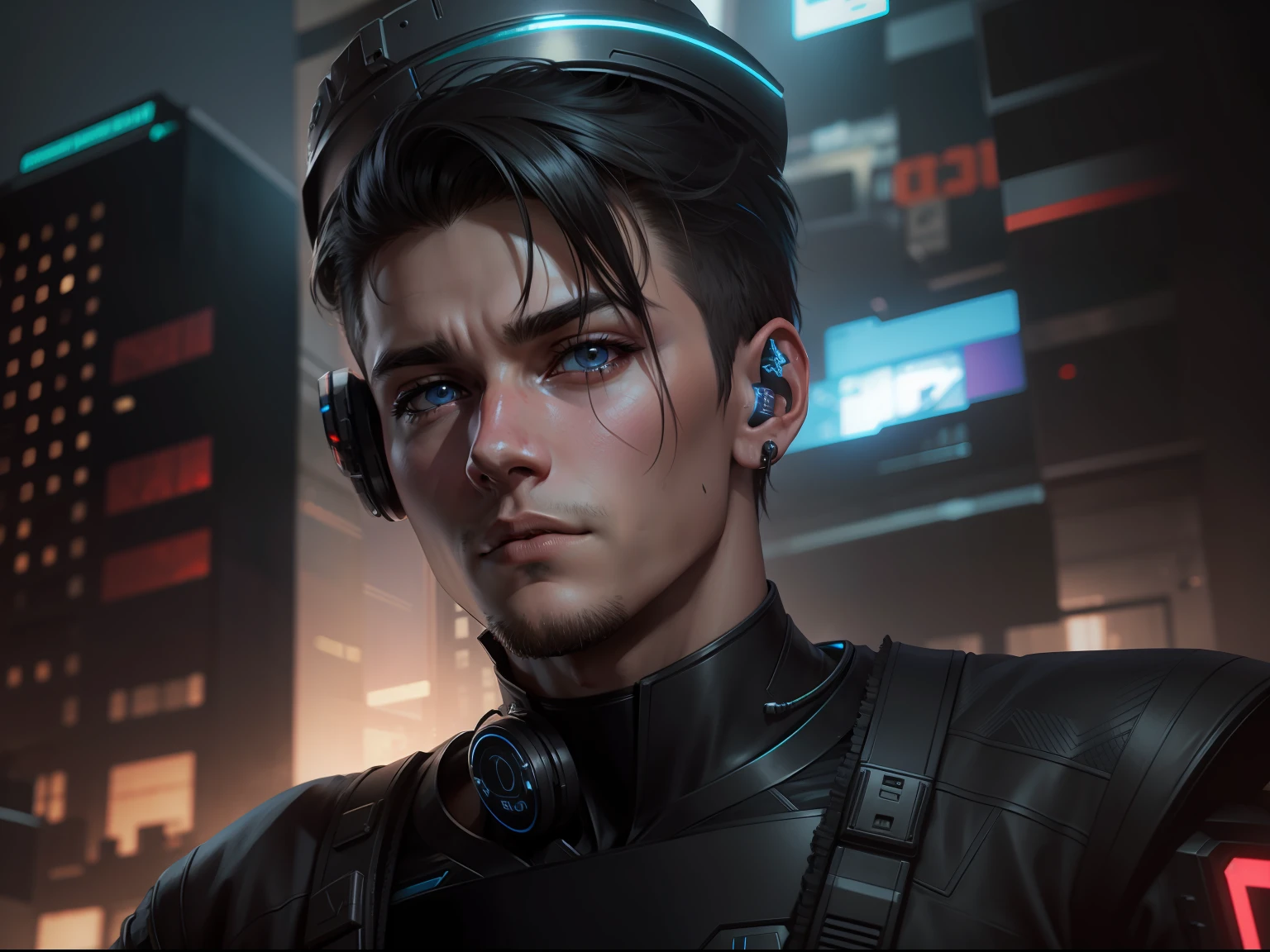 change background cyberpunk boy realistic face 8 ultra realistick