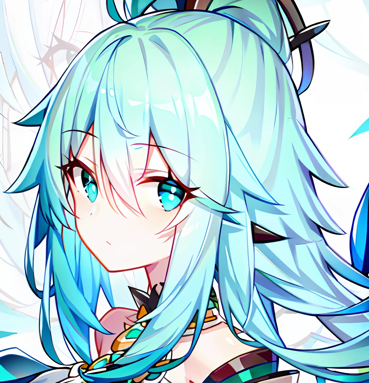 Turquoise hair,Mature females with heterochromic eyes