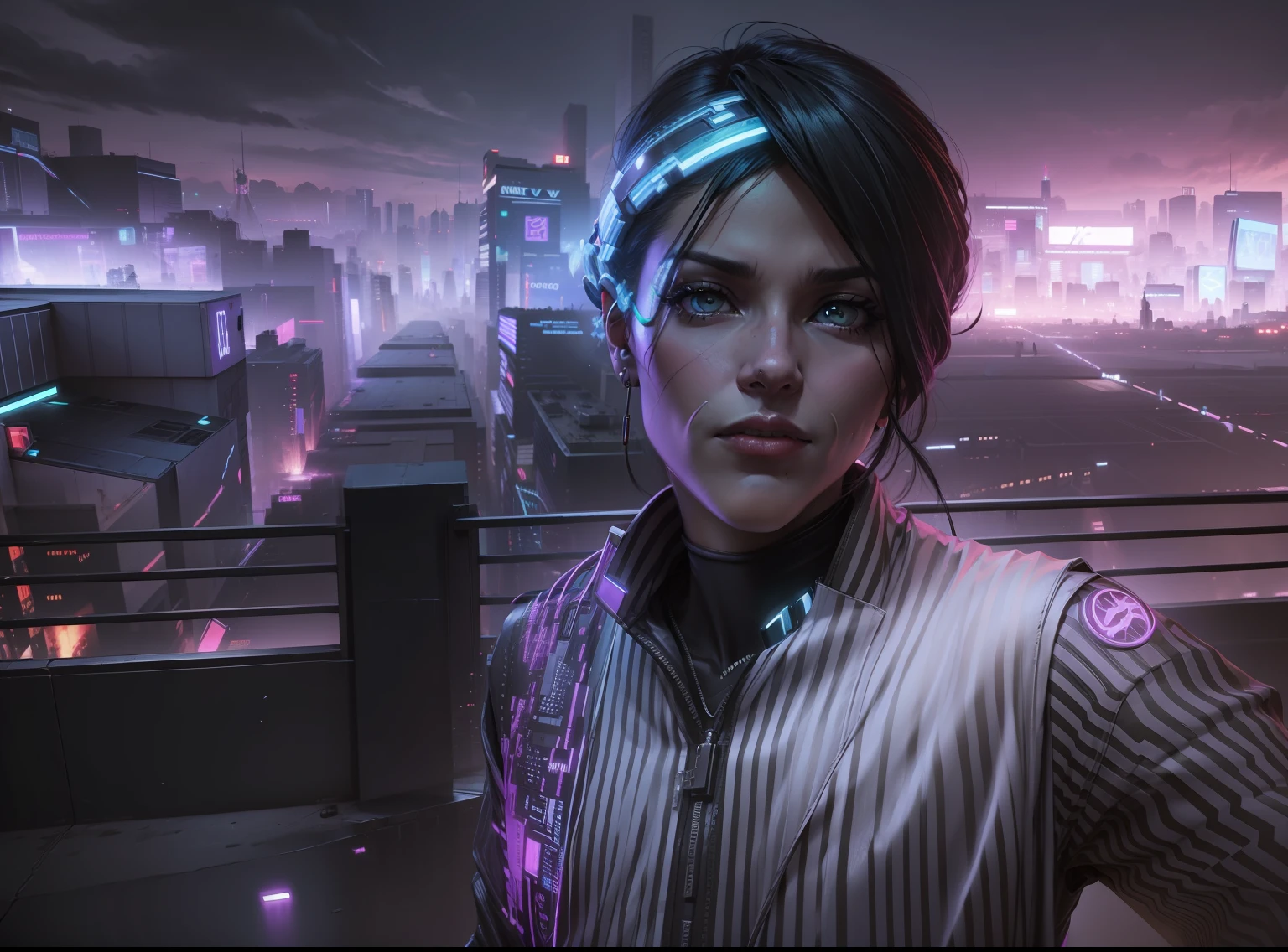 Change background cyberpunk. Realistic.