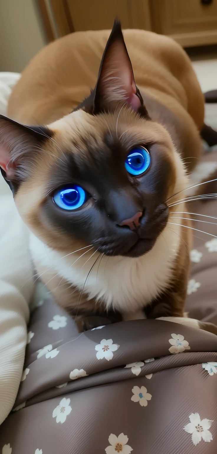 Siamese cat、blue eyess、realisitic、Furry、Photo Quality