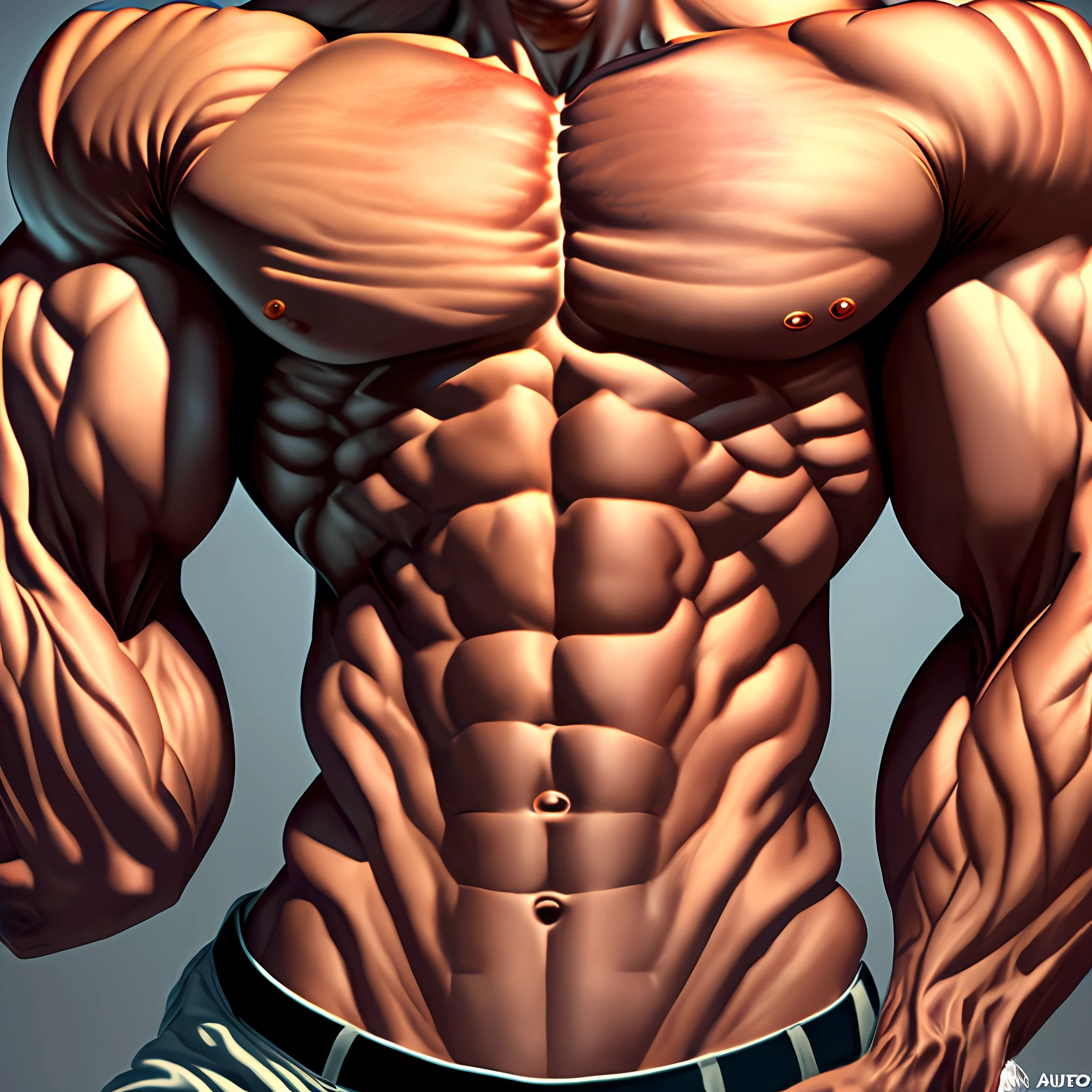 Muscular macho,big breasts body,the detail,delicated,Eight-pack abs --auto
