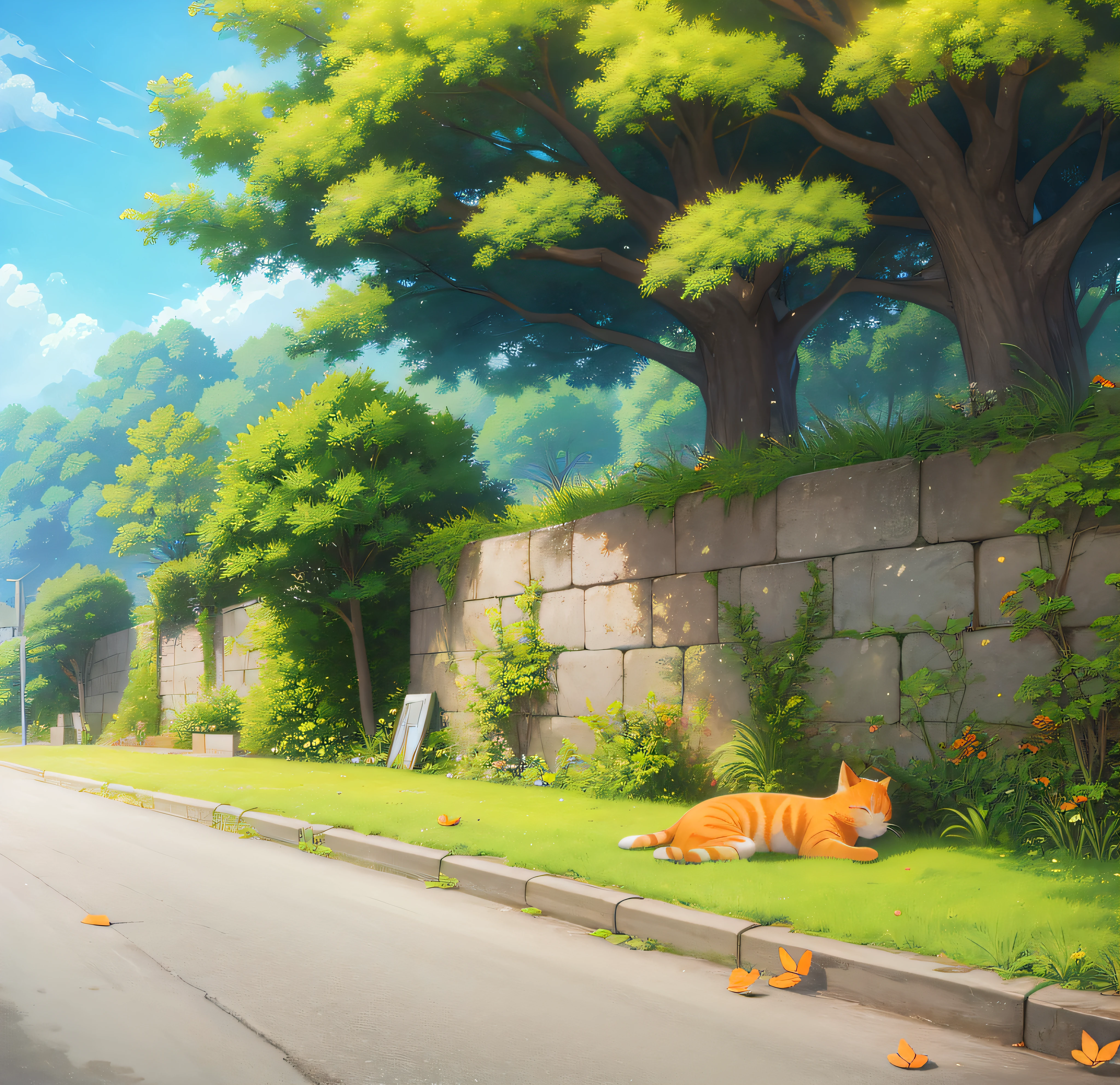 A sleeping orange cat