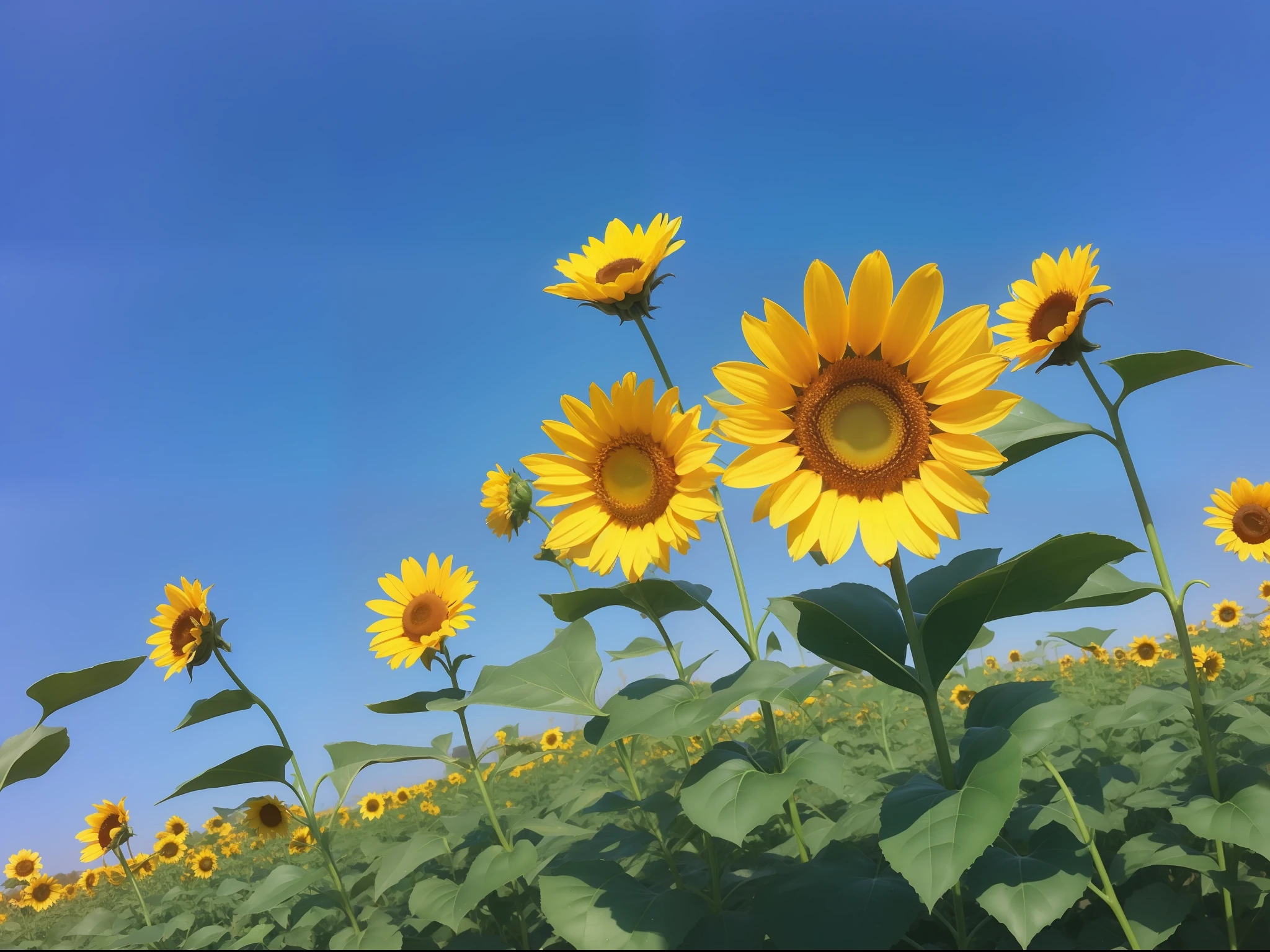 Blue sky photo Sun flower with no people