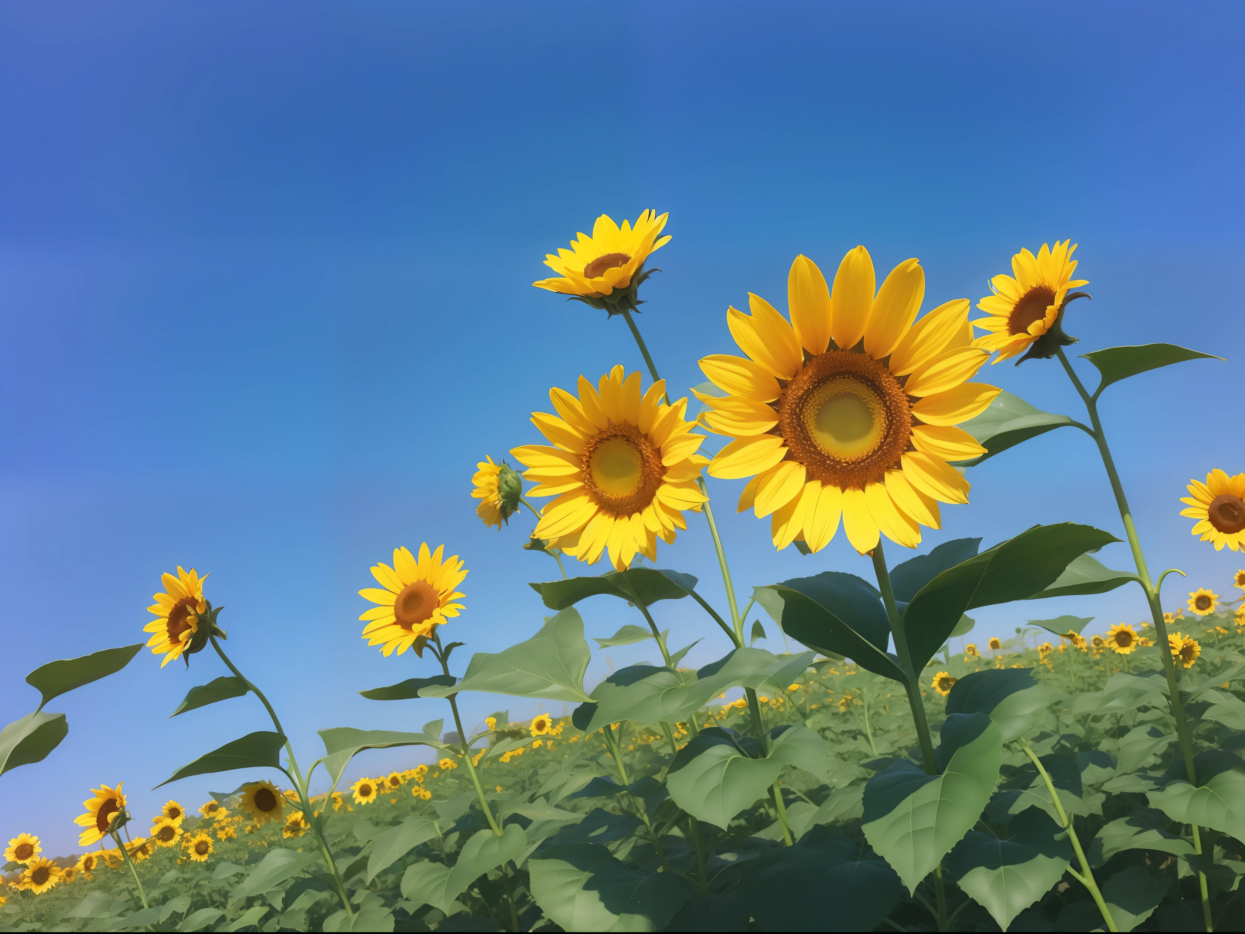 Blue sky photo　Sun flower　with no people