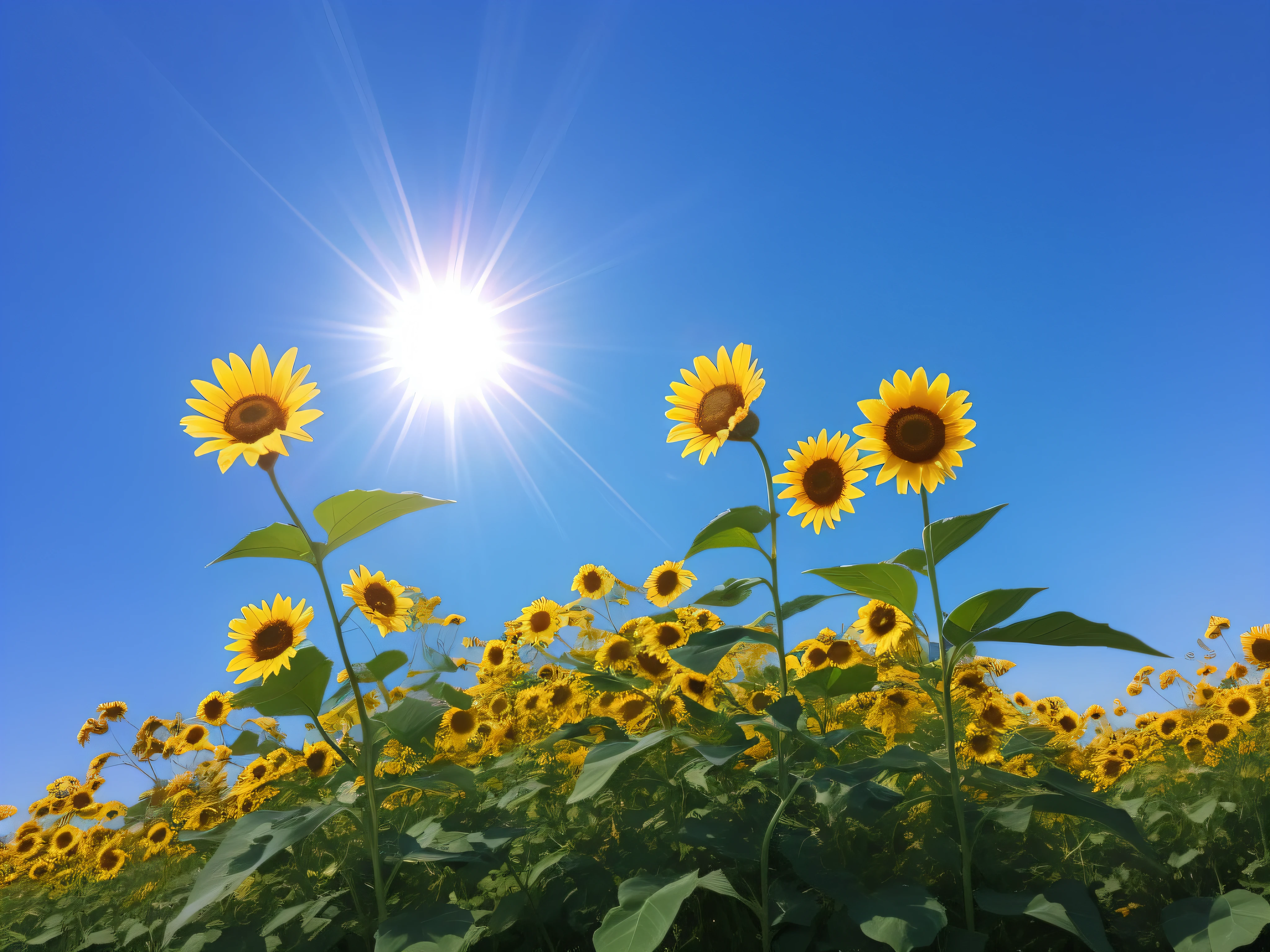 Blue sky photo Sun flower with no people
