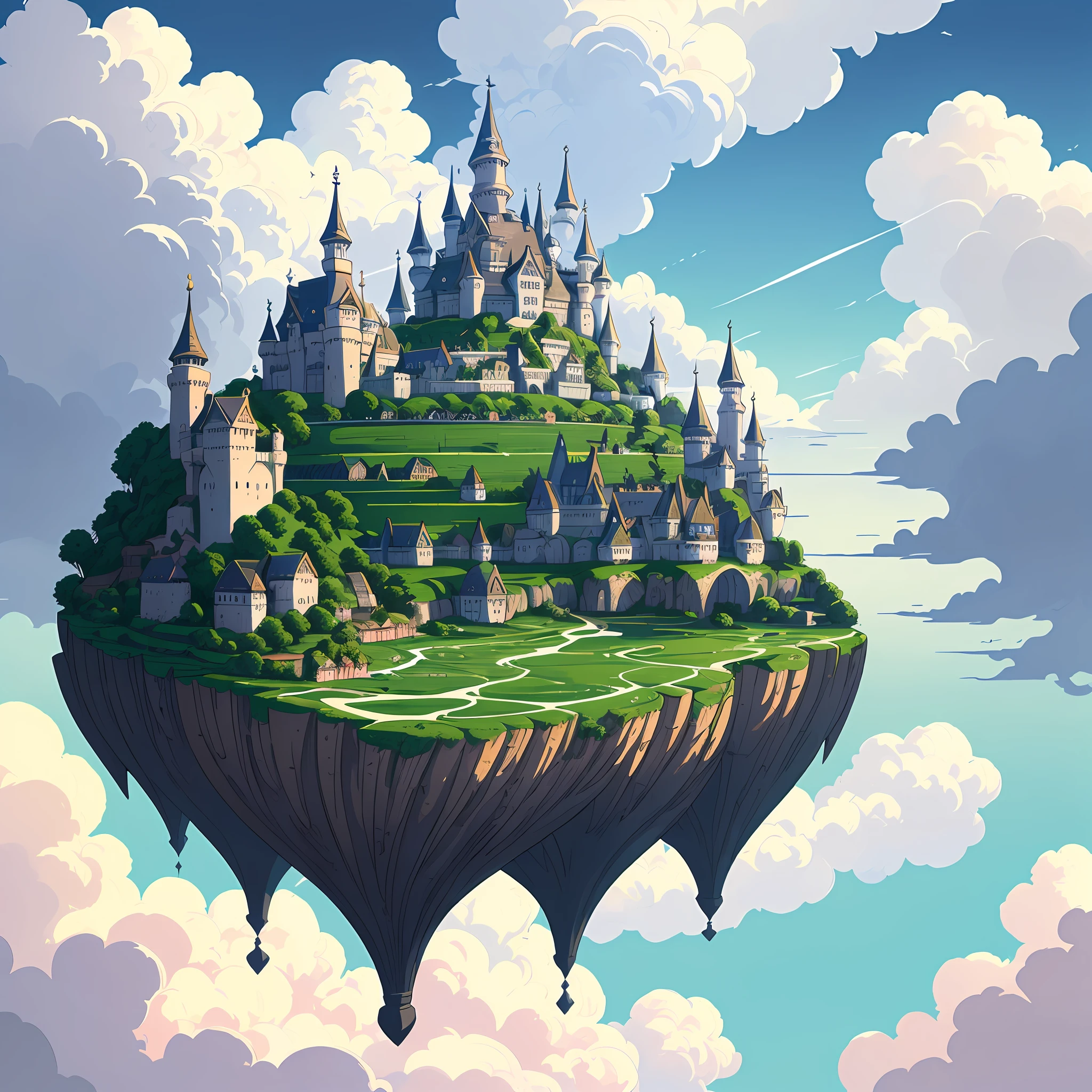 she's just a simple girl working on a farm. she lives in hard times.
it's the dark ages. 
crazy world, floating islands, cloud castle
(best quality:1.3), (highres:1), (detailed:1.3), (incredible:1.3), (perfect:1.3), (perfection:1.3), (volume cover art:0), (illustration:1.3), art by studio ghibli