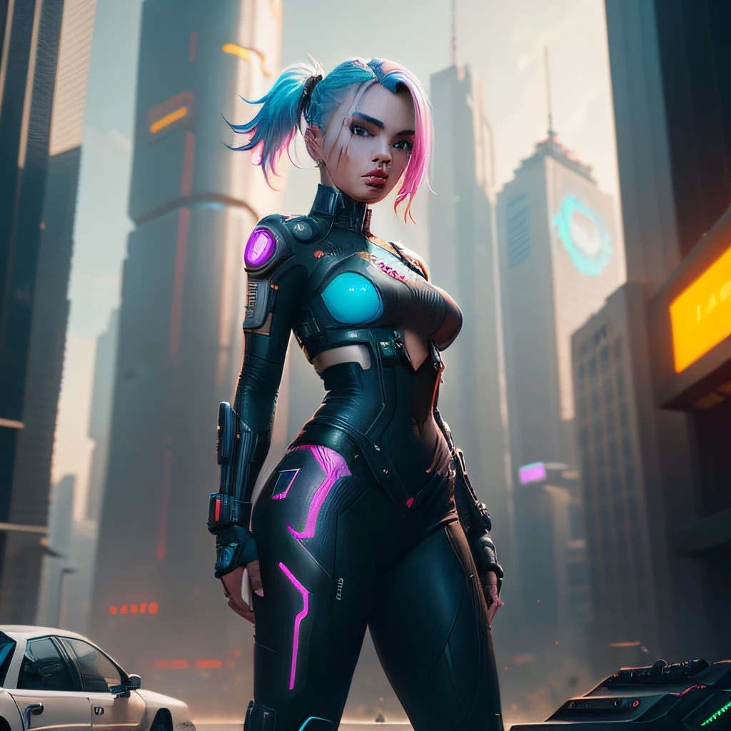 a woman in a futuristic outfit standing in front of a building, scifi woman, cyberpunk 2 0 y. o model girl, cyberpunk angry gorgeous goddess, cyberpunk beautiful girl, cyborg girl, epic scifi character art, sci-fi female, cute cyborg girl, female cyborg, epic sci - fi character art, epic sci-fi character art, sci fi female character