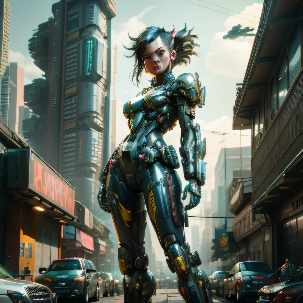 a woman in a futuristic outfit standing in front of a building, scifi woman, cyberpunk 2 0 y. o model girl, cyberpunk angry gorgeous goddess, cyberpunk beautiful girl, cyborg girl, epic scifi character art, sci-fi female, cute cyborg girl, female cyborg, epic sci - fi character art, epic sci-fi character art, sci fi female character