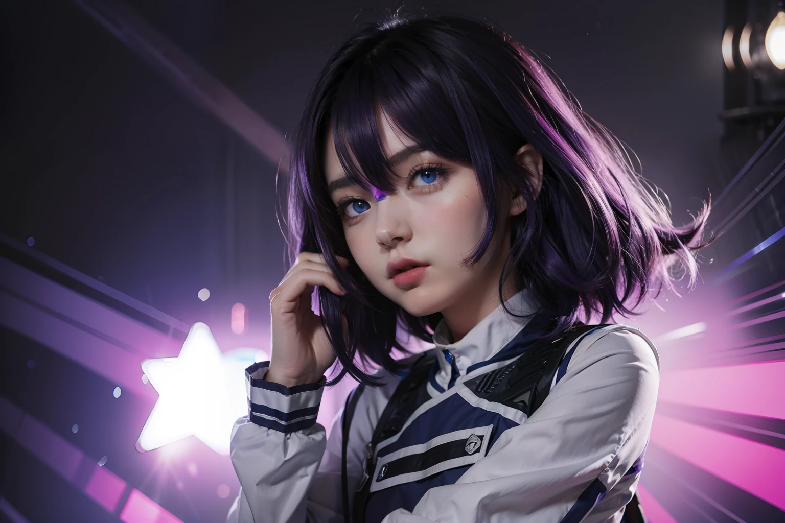 Girl purple hair,blue color eyes