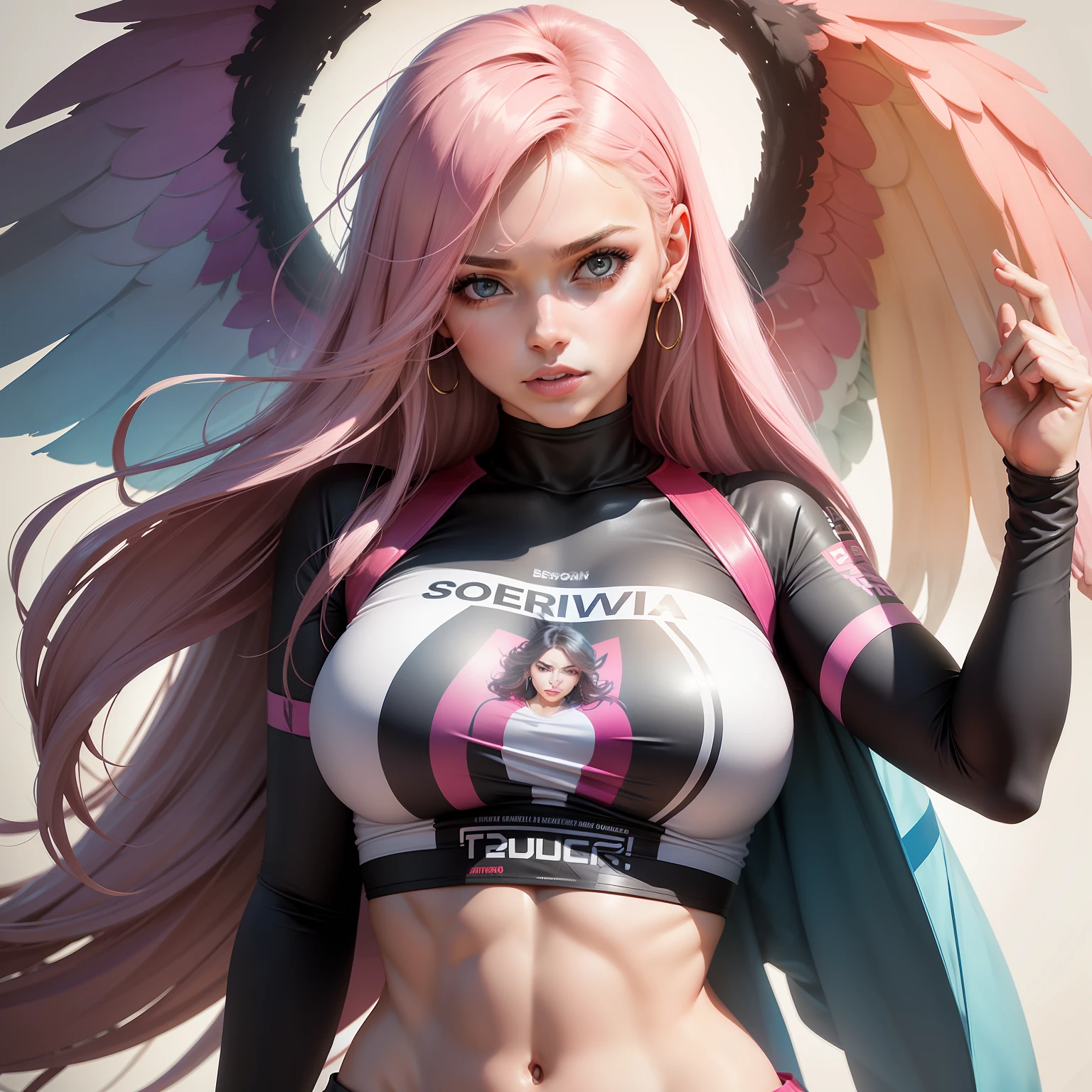 You can create an illustration of an empowered and confident woman, representing feminine strength. Ela pode estar usando roupas modernas e estilosas, com um olhar determinado no rosto. Essa imagem pode ser acompanhada de uma mensagem inspiradora como "Mulheres podem realizar tudo" ou "Mulheres fortes, mulheres poderosas". 

Remember to use vibrant and attractive colors to get women's attention. Ademais, It is important to ensure that the image is of high quality to ensure a good impression on the t-shirt.

No entanto, para criar uma imagem personalizada para sua marca, I recommend that you consult a professional graphic designer. This will ensure that your idea is transformed into a unique, high-quality image, which is sure to attract women's interest and boost your T-shirt sales.