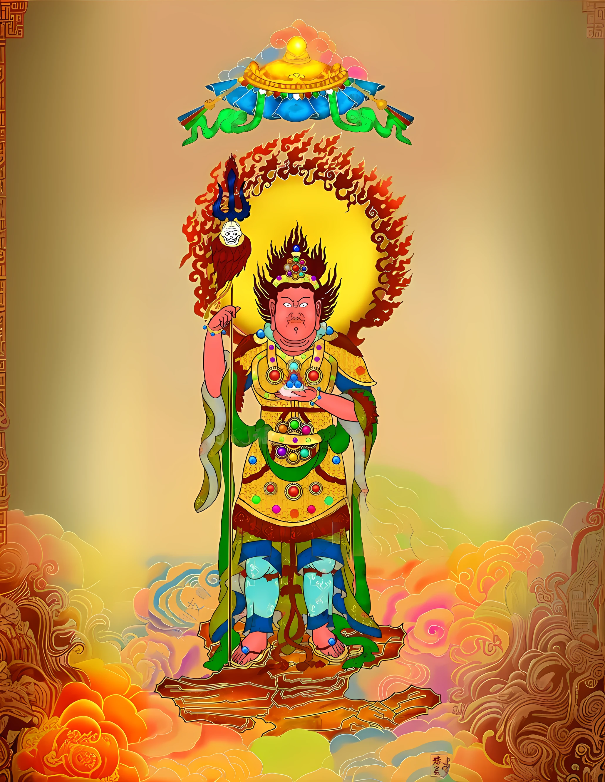 A man sits on a throne,A caricature of a bird hangs on his arm, asura from chinese myth, the god emperor of mankind, attractive male deity, God of Wealth, nezha, a massive celestial giant god, Taoist, legendary god holding spear, japanese god, artwork in the style of z.Show on the. gu, Chinese mythology