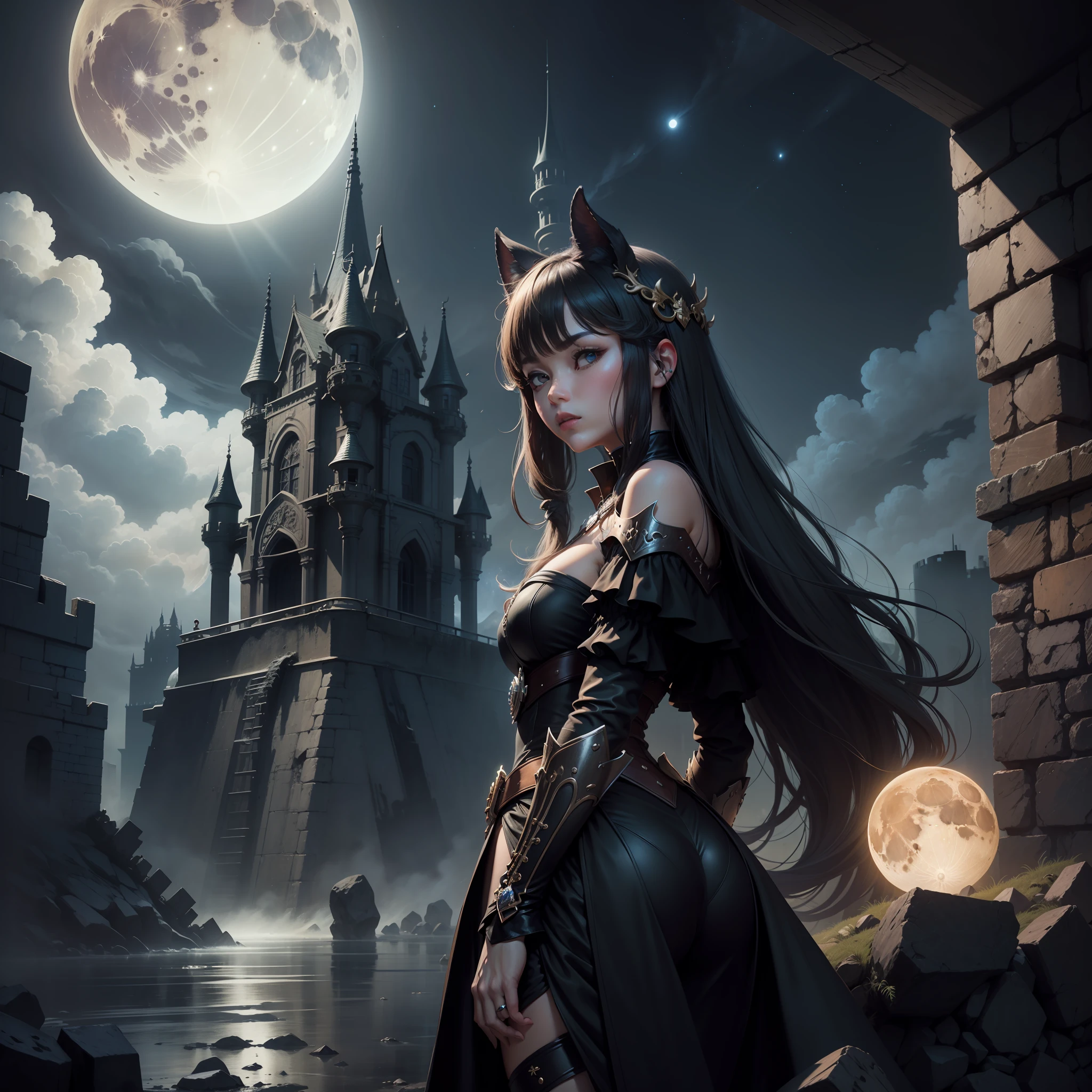 themoon,Black night,Fortress of fantasy