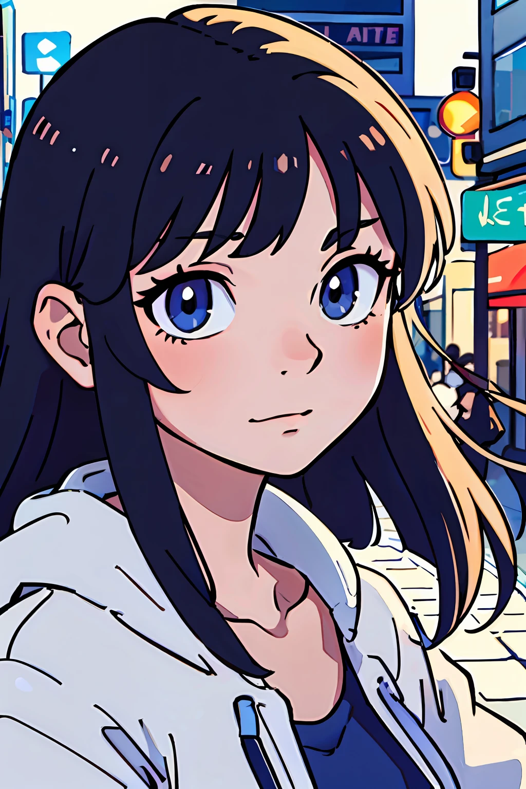 (best-quality:0.8),
(best-quality:0.8), perfect anime illustration, extreme closeup portrait of a pretty woman walking through the city