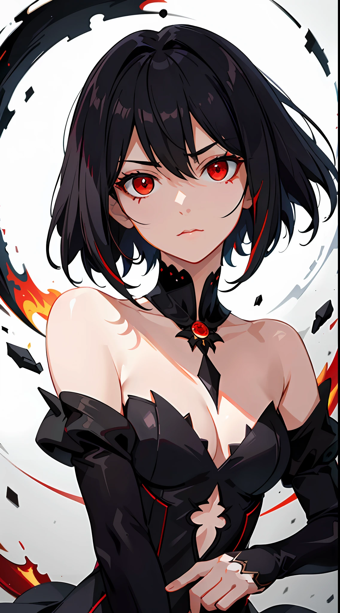 (Masterpiece, Best quality, Ultra-detailed, Best shadow), (Detailed background,Dark fantasy), (Beautiful detailed face), High contrast, (Best illumination, An extremely delicate and beautiful), ((Cinematic light)), Colorful, Hyper-detailing, white color hair,daggers,scowling,Off-the-shoulder attire, (1 girl, Solo,whaite hair, sharpy face,short detailed hair,Red eyes, hair between eye,Dynamic Angle), blood spatter, Red rotates around the character, Depth of field,light particules,(Broken glass),Magical Circle,Be red in the face