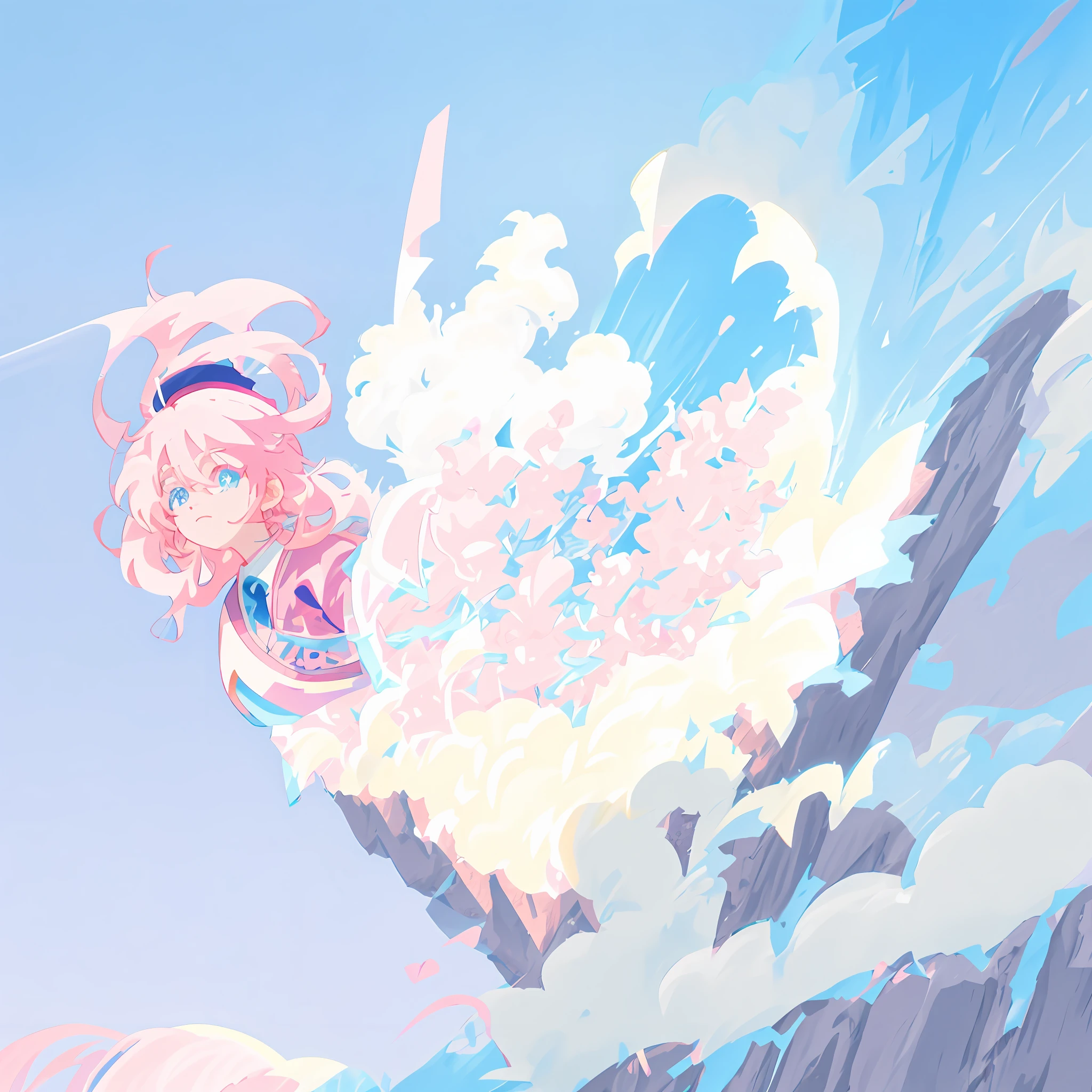 Anime character with pink nose and blue hat, Low voltage, High Quality Anime Art Style, profile picture 1024px, 2 d anime style, Louis Vuitton, anime art style, In anime style, live2d virtual youtuber model, vaporwave cartoon, made with anime painter studio, Anime style mixed with Fujifilm, Anime Stylization, style of anime