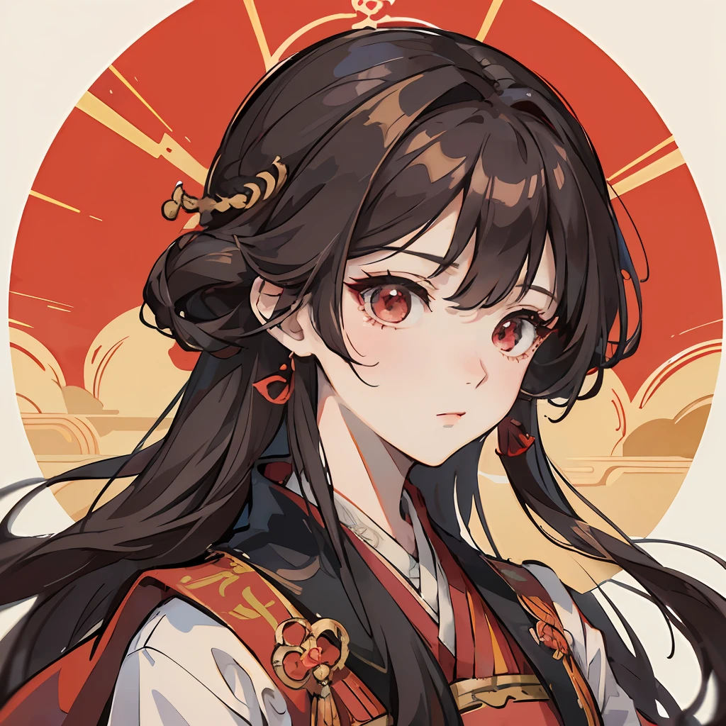 wearing a red Hanfu， a character portrait inspired by Ma Yuanyu, pixiv contest winner, magic realism, style of anime4 K, Palace ， A girl in Hanfu, Guviz-style artwork, Detailed digital anime art, detailed portrait of an anime girl, Anime art wallpaper 4k，head portrait --auto