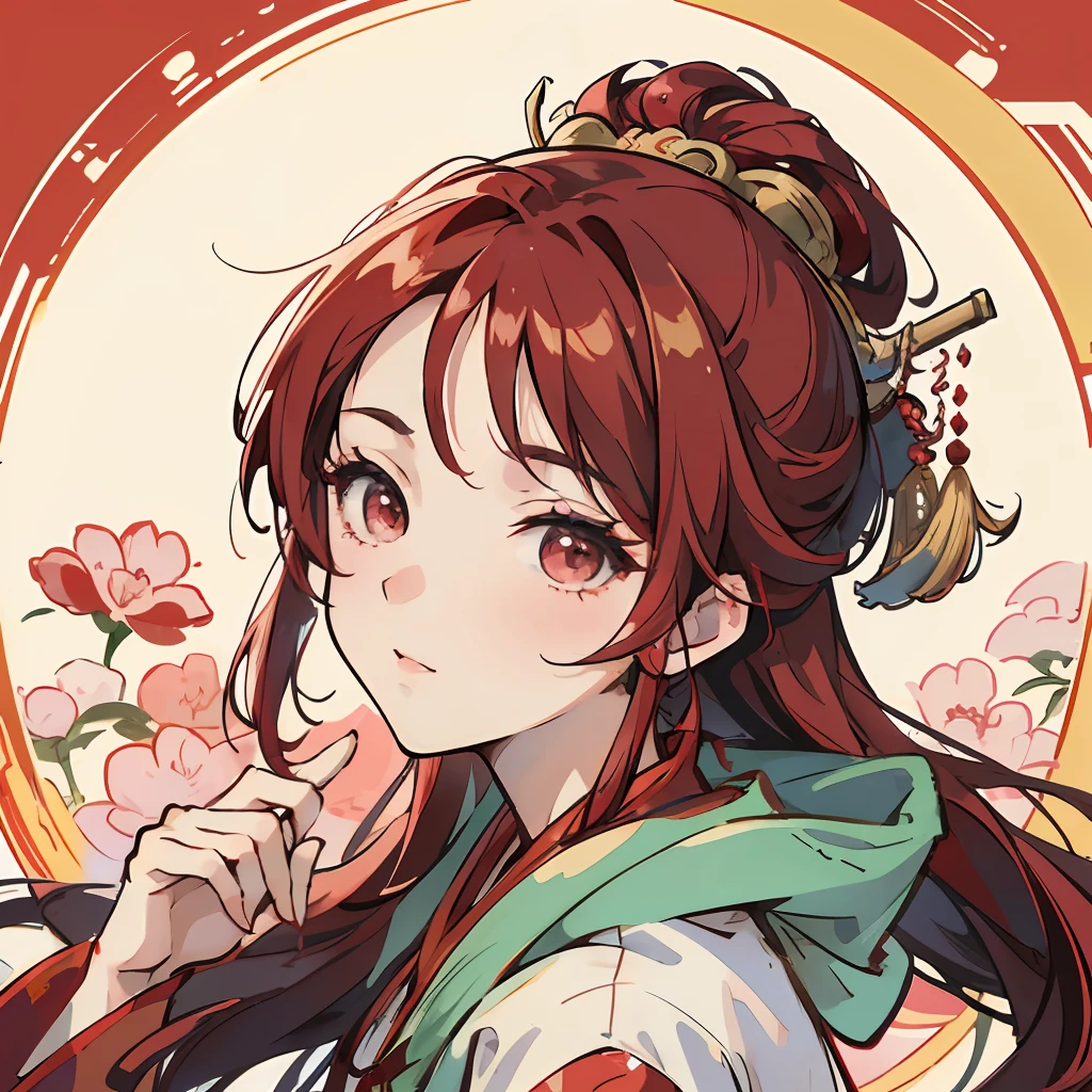 wearing a red Hanfu， a character portrait inspired by Ma Yuanyu, pixiv contest winner, magic realism, style of anime4 K, Palace ， A girl in Hanfu, Guviz-style artwork, Detailed digital anime art, detailed portrait of an anime girl, Anime art wallpaper 4k，head portrait --auto