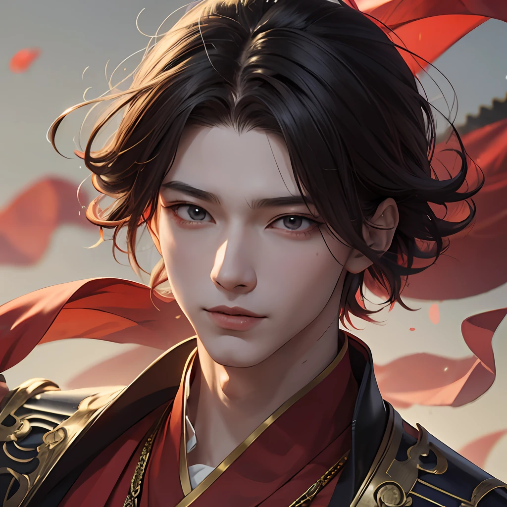 wearing a red Hanfu， a character portrait inspired by Ma Yuanyu, pixiv contest winner, magic realism, style of anime4 K, Palace ， A boy in Hanfu, Guviz-style artwork, Detailed digital anime art, Detailed portrait of an anime boy, Anime art wallpaper 4k，head portrait --auto