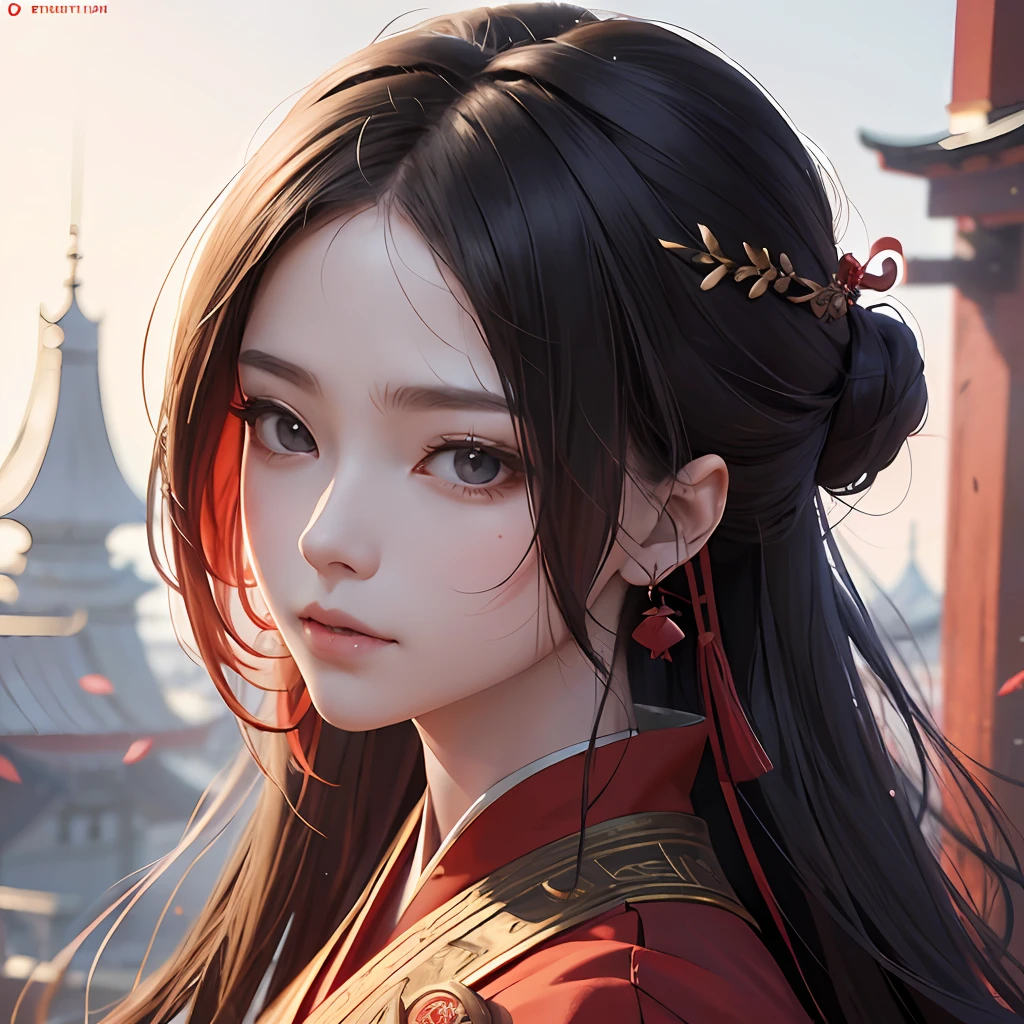 wearing a red Hanfu, a character portrait inspired by Ma Yuanyu, pixiv contest winner, magic realism, style of anime4 K, Palace , A girl in Hanfu, Guviz-style artwork, Detailed digital anime art, detailed portrait of an anime girl, Anime art wallpaper 4k,head portrait,Frontal photo --auto