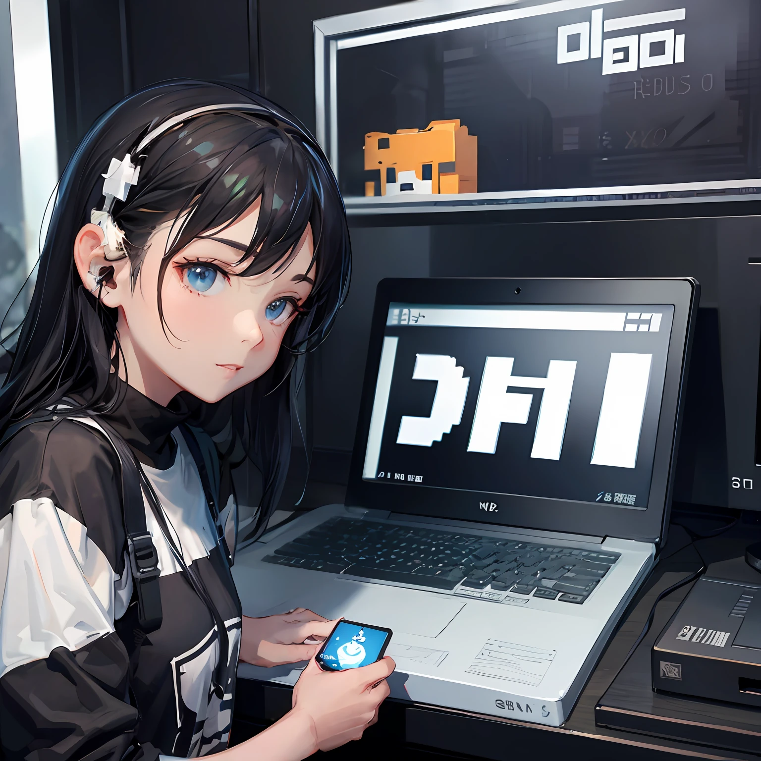 Twitter Logo、black-and-white、nffsw、Pixel art、games 、undertailed、8K