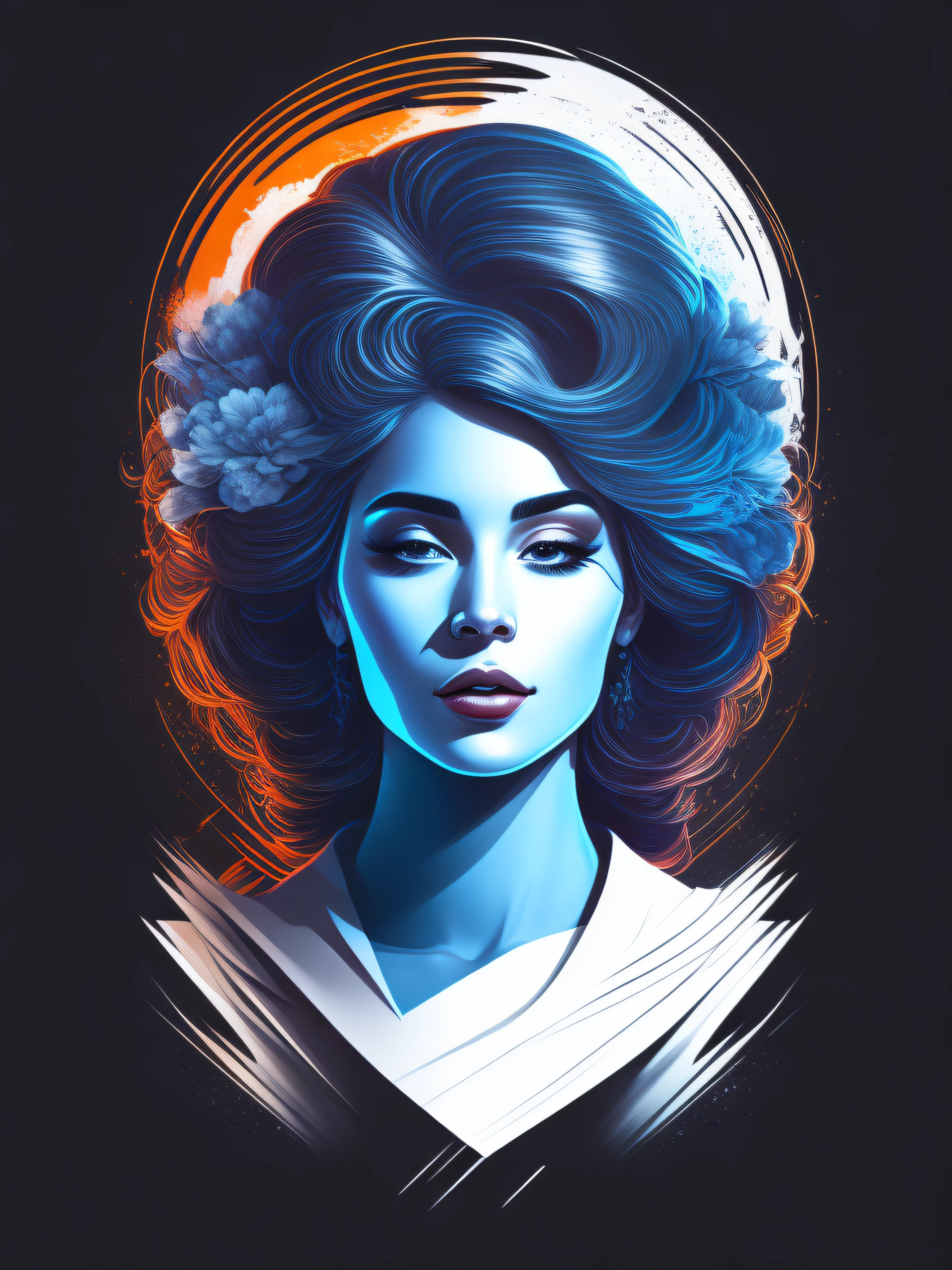 signora head, beautiful woman head, fundo branco, design de camiseta, rzminjourney, arte vetorial