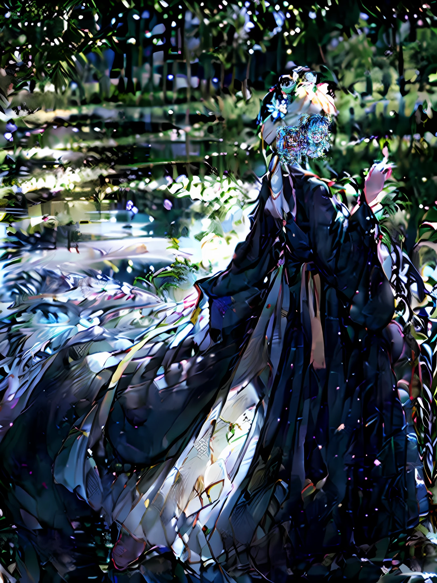 snow white hair，eyes with brightness，A tranquil，Bright night sky，Mirror-like lakeside，Dressed in white，beautiful teenage girl，Look up at the night sky，The girl's eyes are big and beautiful，Take photos with your handheld camera，There are stars and moons on the lake, and the reflection of a maiden，