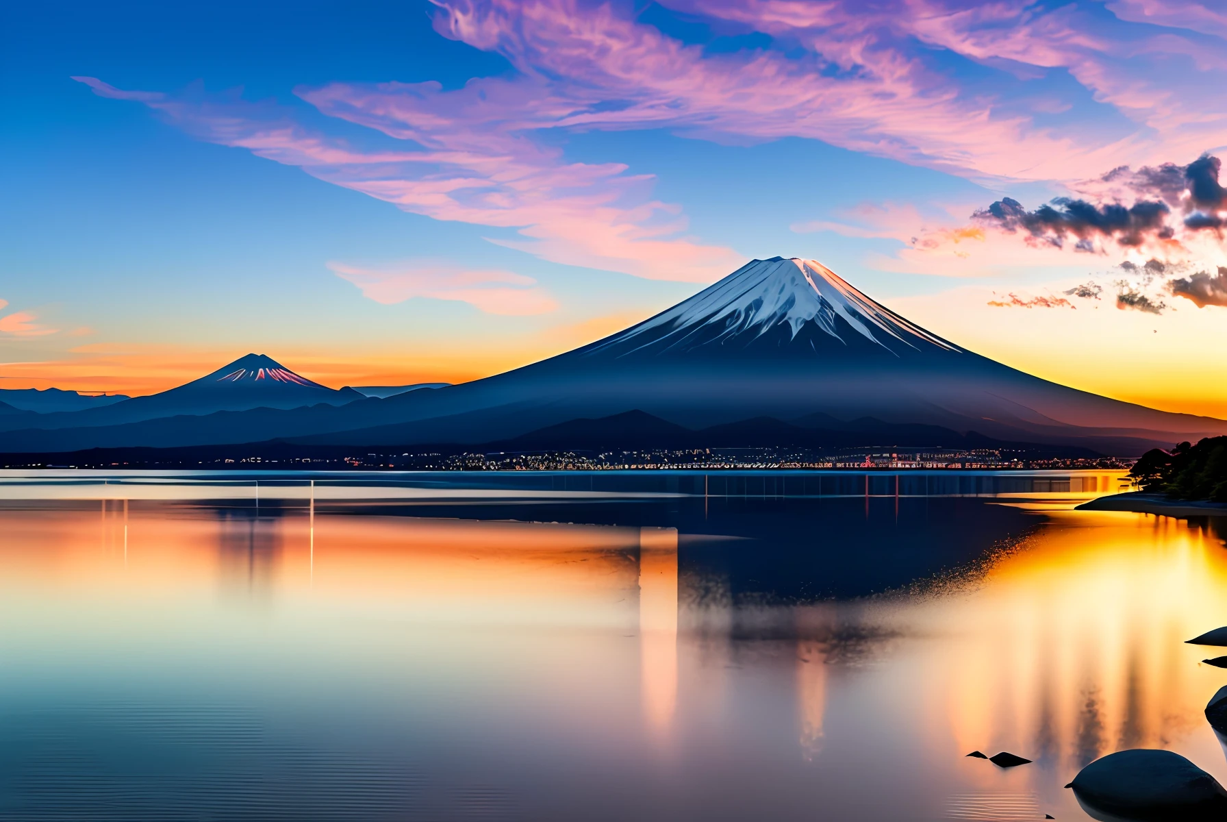 Sumi-e、Mt fuji、realisitic