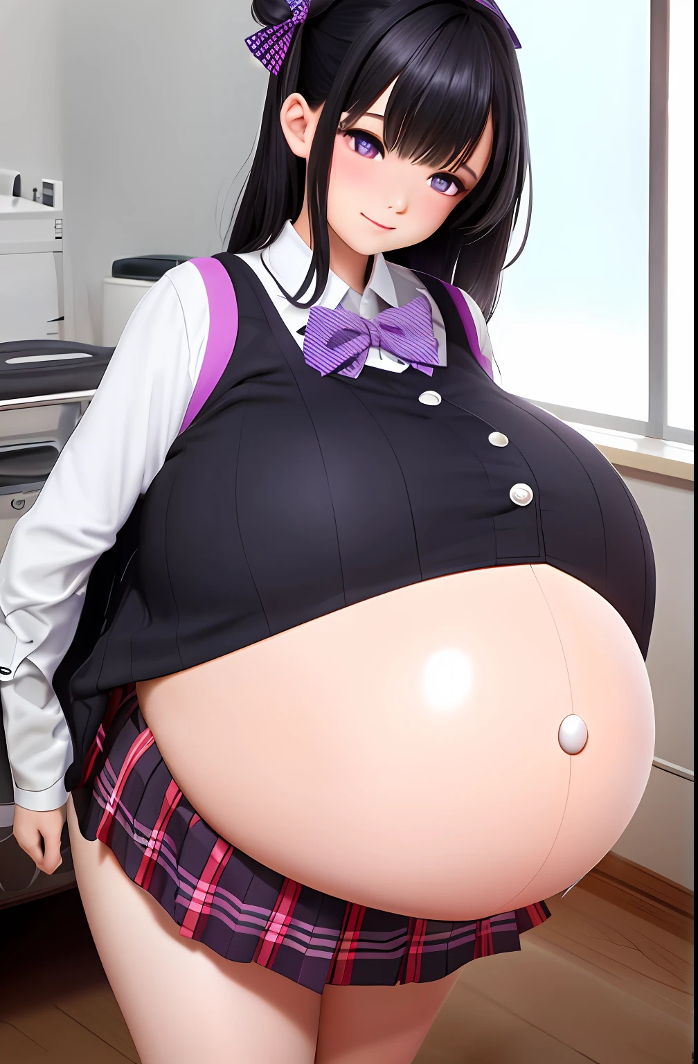 Hair Bow, black hair,Big Baby Bump pregnant, School girl, Big boobs, nipple, cum,16 years girl, Big pregnant Belly, Big Pregnant girl, Largest Belly of Pregnant, Huge Pregnancy Belly, purple eyes