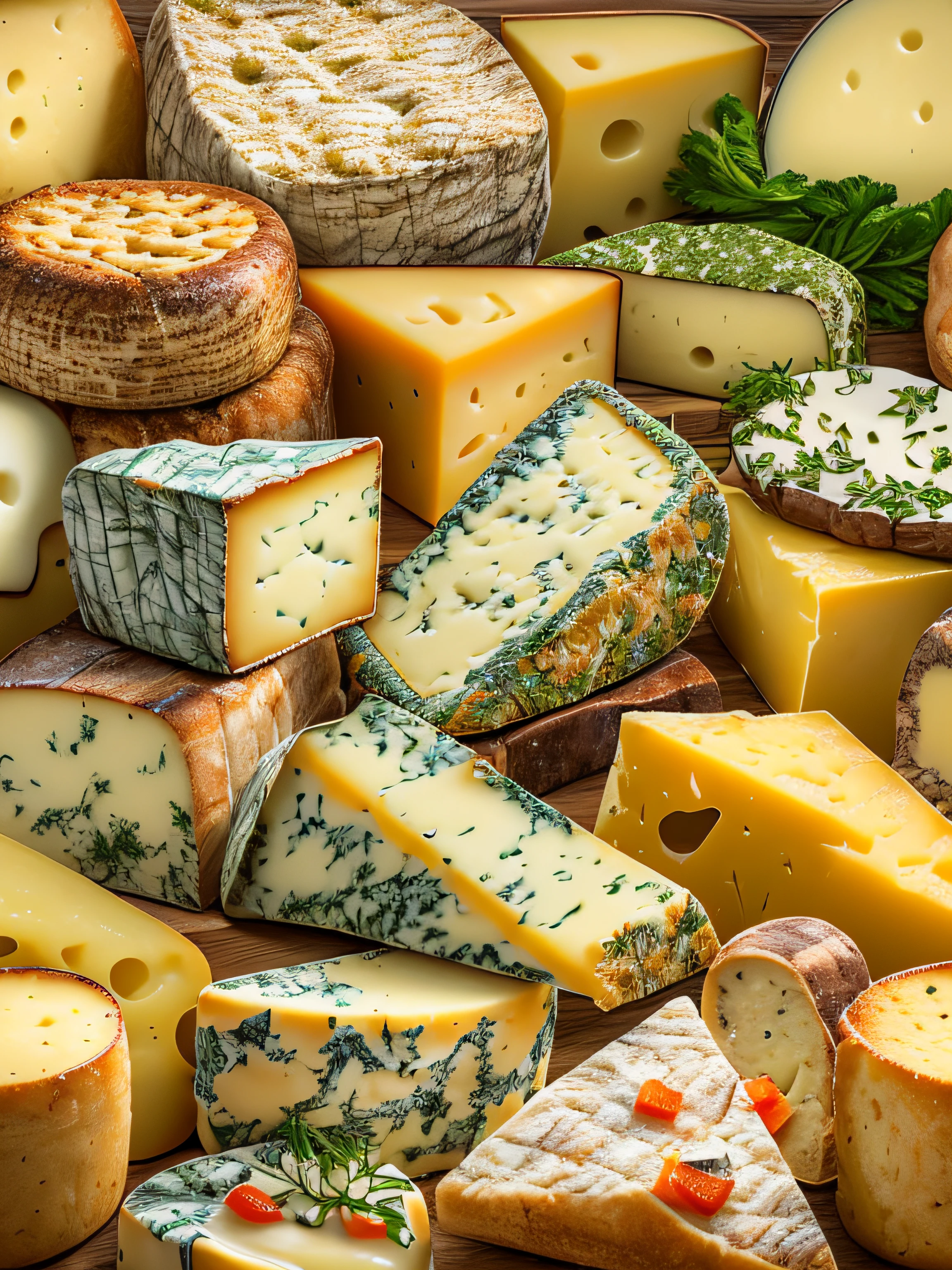 luscious, Bright and appetizing cheese, with high detail and sprinkled sides, cinematic style with HDR effect, created with Adobe Lightroom.