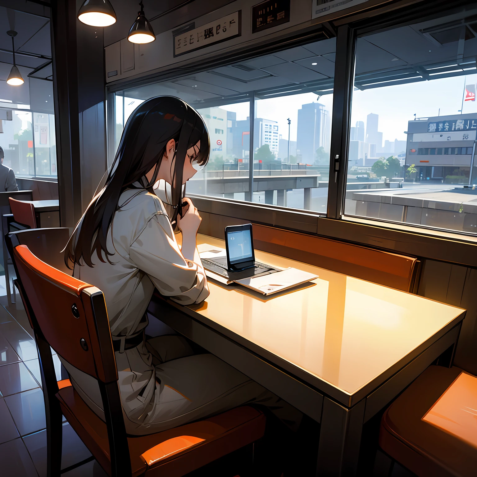 Working on a computer in a café、Fashionable、quietness、coffee --auto