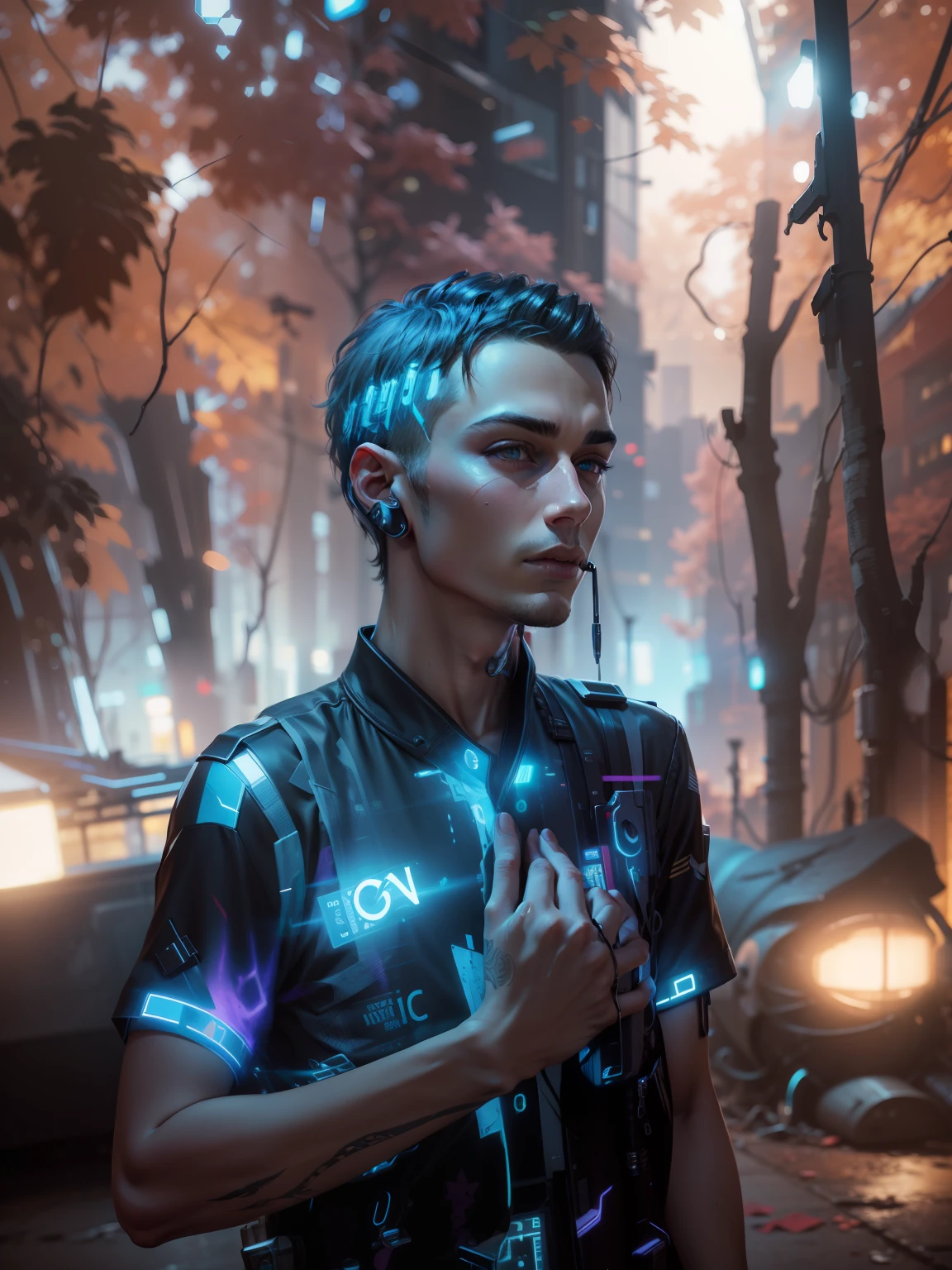 Change background,  cyberpunk, realistic face, handsome boy, ultra realistic,  8k
