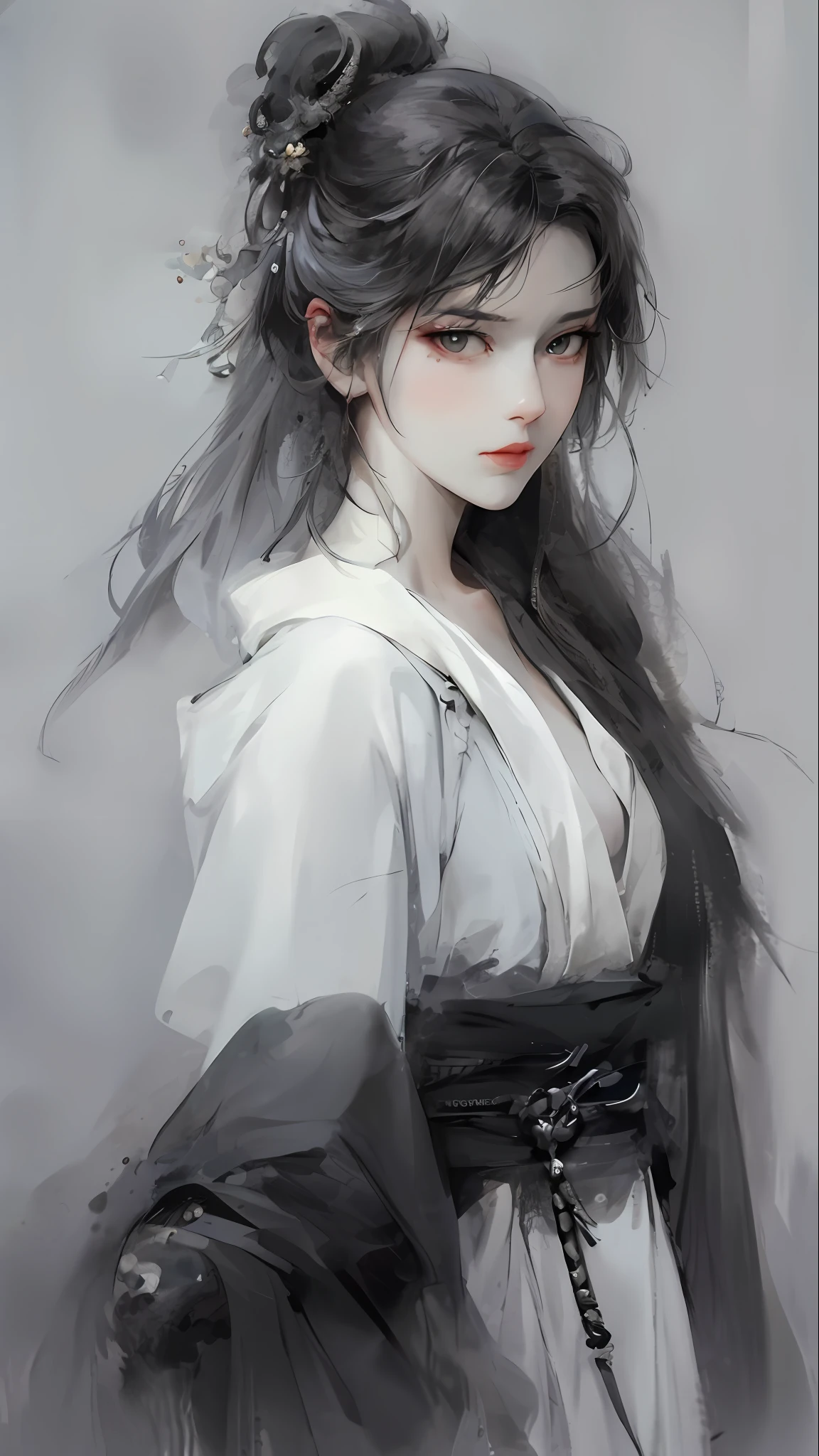 a close up of a woman with white hair and a white mask, beautiful character painting, guweiz, artwork in the style of guweiz, white haired deity, by Yang J, epic exquisite character art, stunning character art, by Fan Qi, by Wuzhun Shifan, guweiz on pixiv artstation