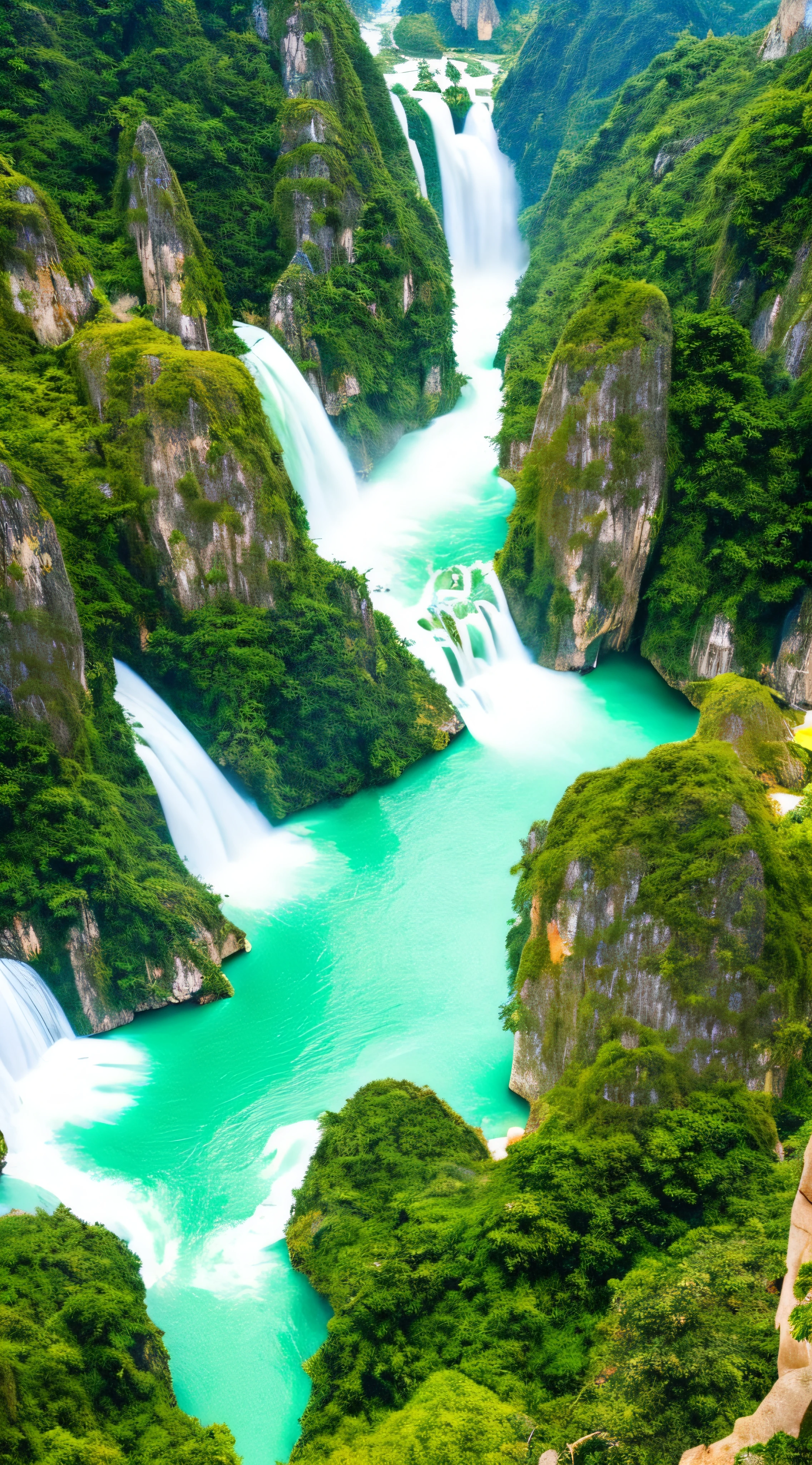 Ban Gioc Waterfall, Cao Bang - Ban Gioc Waterfall is located on the Vietnam-China border, with breathtaking beauty on both sides. The white water flows down from a majestic height, creating a magnificent landscape in the red-rock plateau of Cao Bang. 8k wallpaper