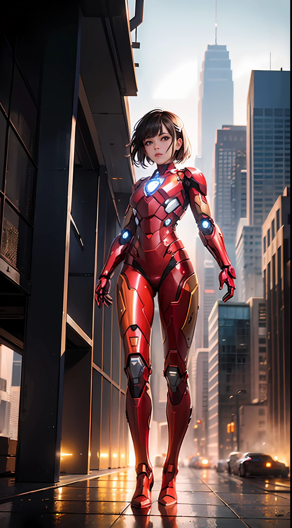 (1girl:1.3), solo,__body-parts__, official art, unity 8k wallpaper, ultra detailed, beautiful and aesthetic, beautiful, masterpiece, best quality, RAW, masterpiece, super fine photo,, best quality, super high Resolution, photorealistic, sunlight, full body portrait, stunningly beautiful,, dynamic pose, delicate face, vibrant eyes, (side view), she is wearing a futuristic Iron Man mech, red and gold, Highly detailed abandoned warehouse background, detailed face, detailed complex busy background, messy, gorgeous, milky, high detailed skin, realistic skin details, visible pores, sharp focus, volumetric fog, 8k uhd, dslr camera, High quality, film grain, fair skin, photorealism, lomography, sprawling metropolis in a futuristic dystopia, view from below, translucent